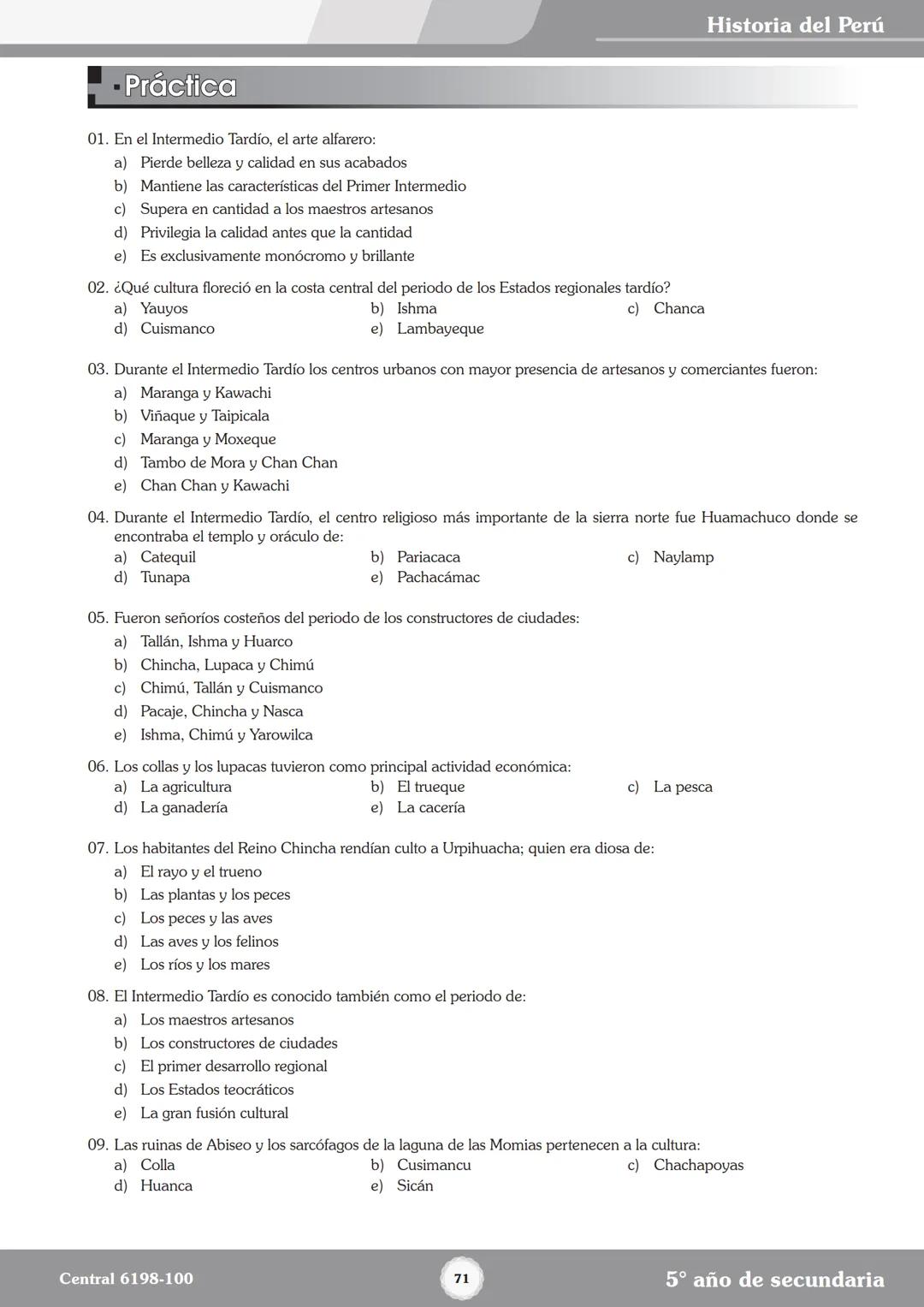 Colegios
# TRILCE
5.º San Marcos
Historia del Perú # Índice
I Bimestre
Capítulo 1
Primeros Pobladores Americanos
5
Capítulo 2
Poblamient
