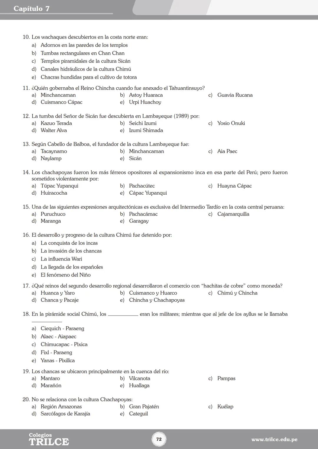 Colegios
# TRILCE
5.º San Marcos
Historia del Perú # Índice
I Bimestre
Capítulo 1
Primeros Pobladores Americanos
5
Capítulo 2
Poblamient