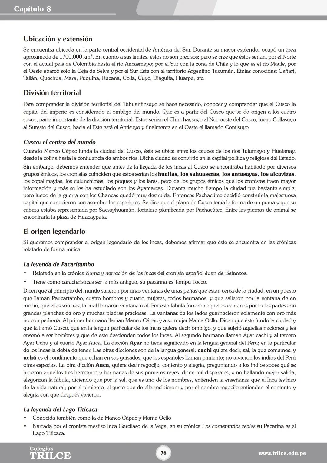 Colegios
# TRILCE
5.º San Marcos
Historia del Perú # Índice
I Bimestre
Capítulo 1
Primeros Pobladores Americanos
5
Capítulo 2
Poblamient