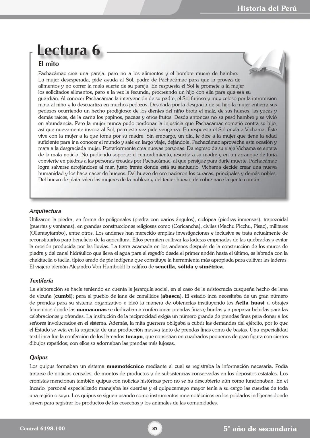 Colegios
# TRILCE
5.º San Marcos
Historia del Perú # Índice
I Bimestre
Capítulo 1
Primeros Pobladores Americanos
5
Capítulo 2
Poblamient
