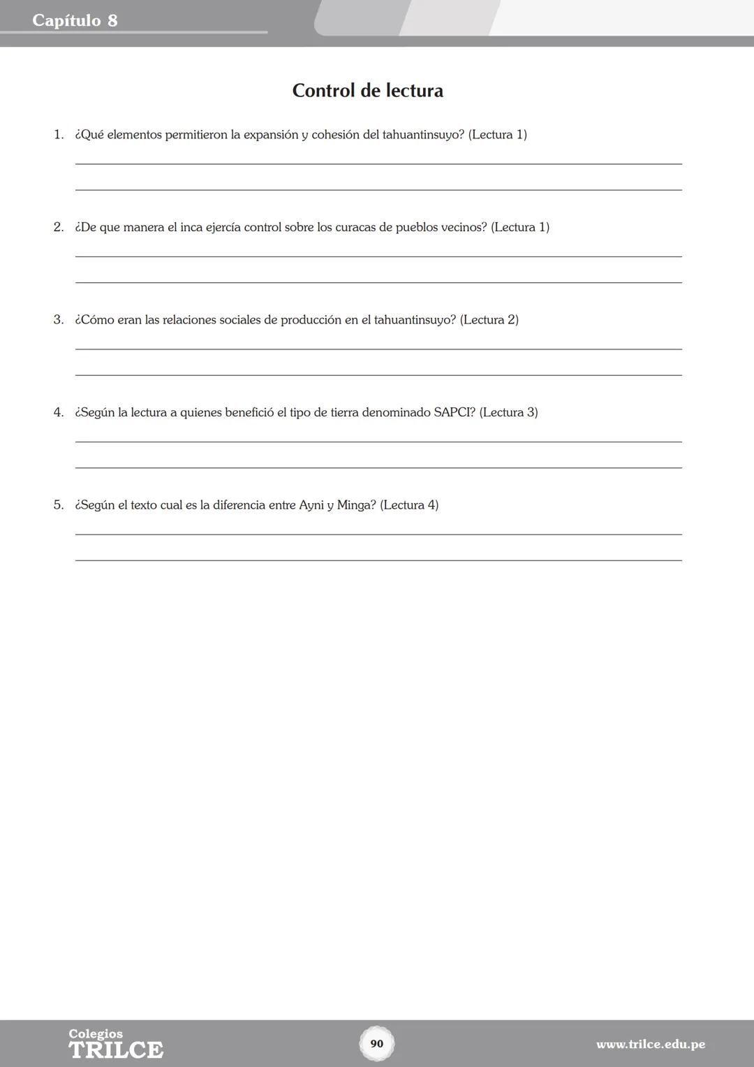 Colegios
# TRILCE
5.º San Marcos
Historia del Perú # Índice
I Bimestre
Capítulo 1
Primeros Pobladores Americanos
5
Capítulo 2
Poblamient