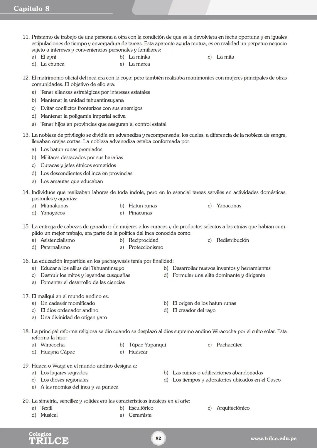 Colegios
# TRILCE
5.º San Marcos
Historia del Perú # Índice
I Bimestre
Capítulo 1
Primeros Pobladores Americanos
5
Capítulo 2
Poblamient