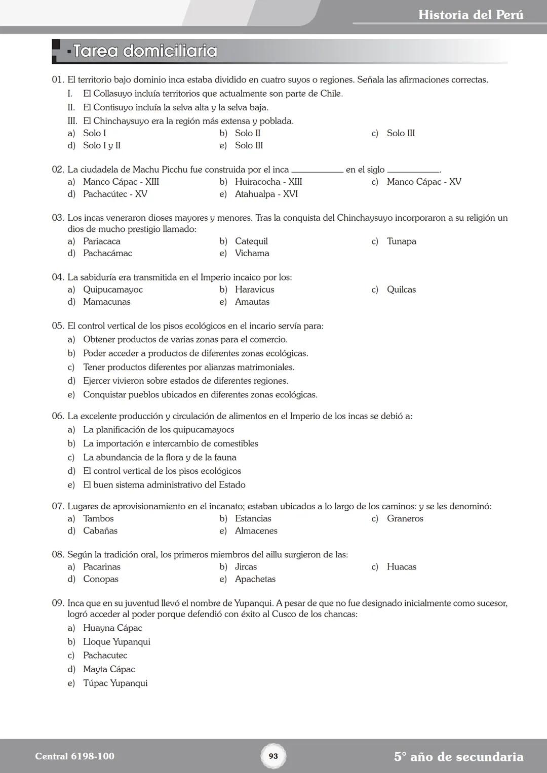 Colegios
# TRILCE
5.º San Marcos
Historia del Perú # Índice
I Bimestre
Capítulo 1
Primeros Pobladores Americanos
5
Capítulo 2
Poblamient