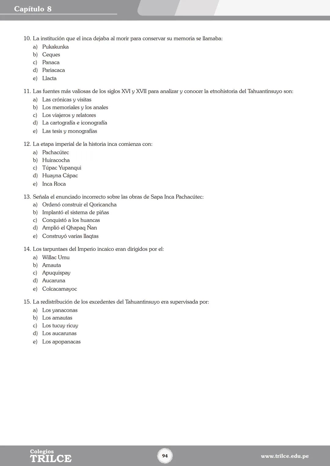 Colegios
# TRILCE
5.º San Marcos
Historia del Perú # Índice
I Bimestre
Capítulo 1
Primeros Pobladores Americanos
5
Capítulo 2
Poblamient