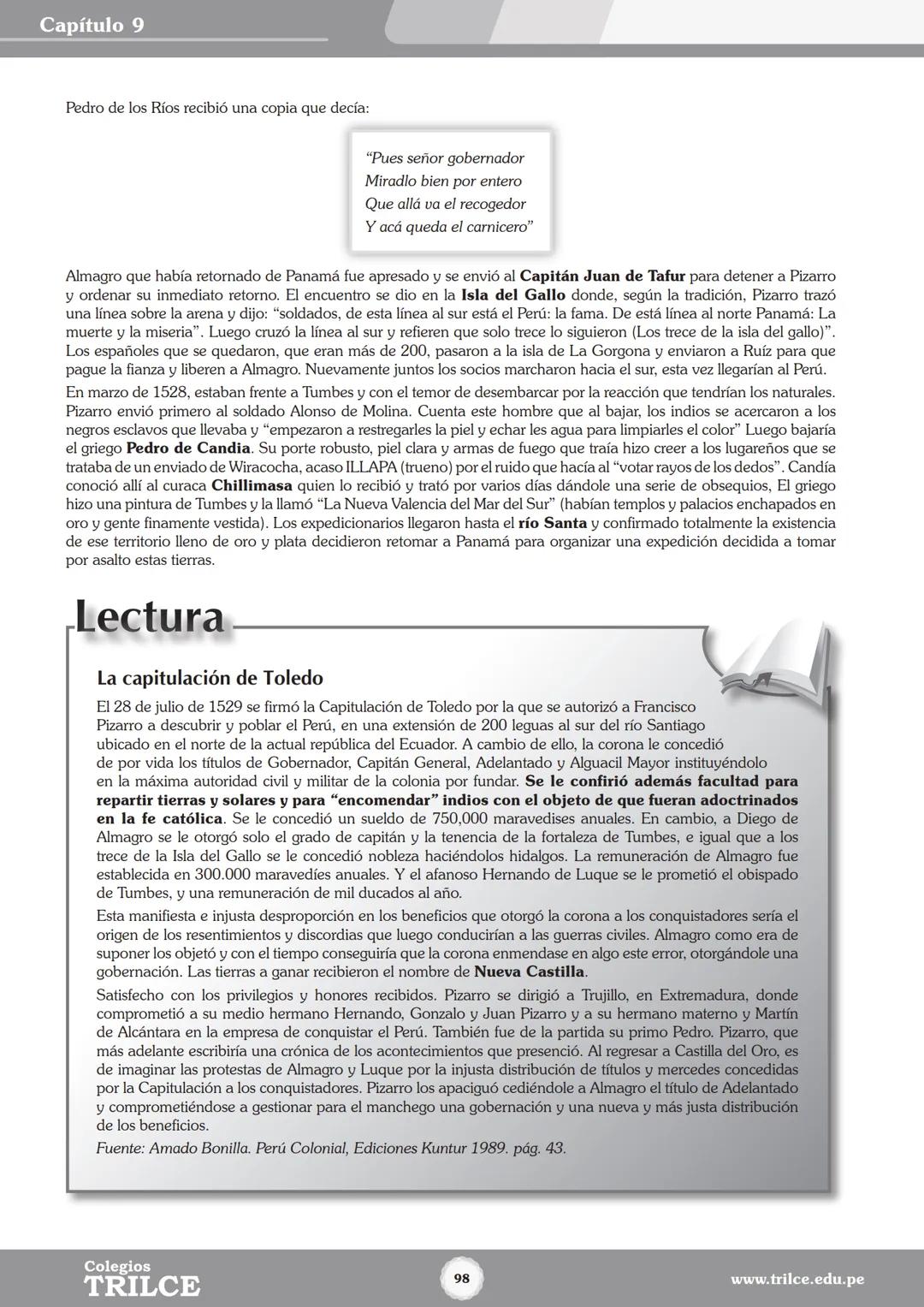 Colegios
# TRILCE
5.º San Marcos
Historia del Perú # Índice
I Bimestre
Capítulo 1
Primeros Pobladores Americanos
5
Capítulo 2
Poblamient