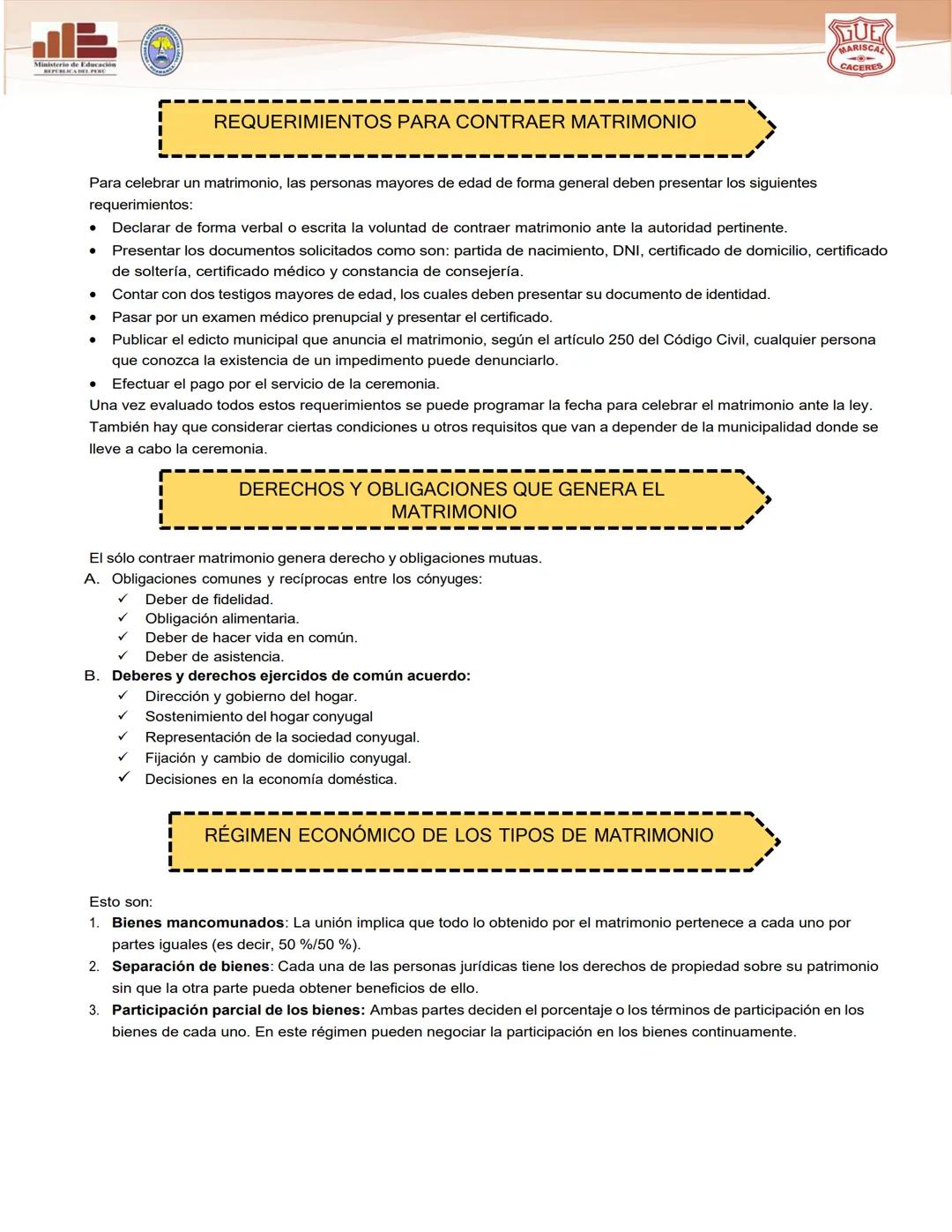 # GUE
MARISCAL
CACERES
"EL MATRIMONIO Y EL PARENTESCO: VÍNCULOS QUE SUSTENTAN LA FAMILIA
RESPONSABLE"
¿QUÉ ES EL MATRIMONIO?
Proviene de