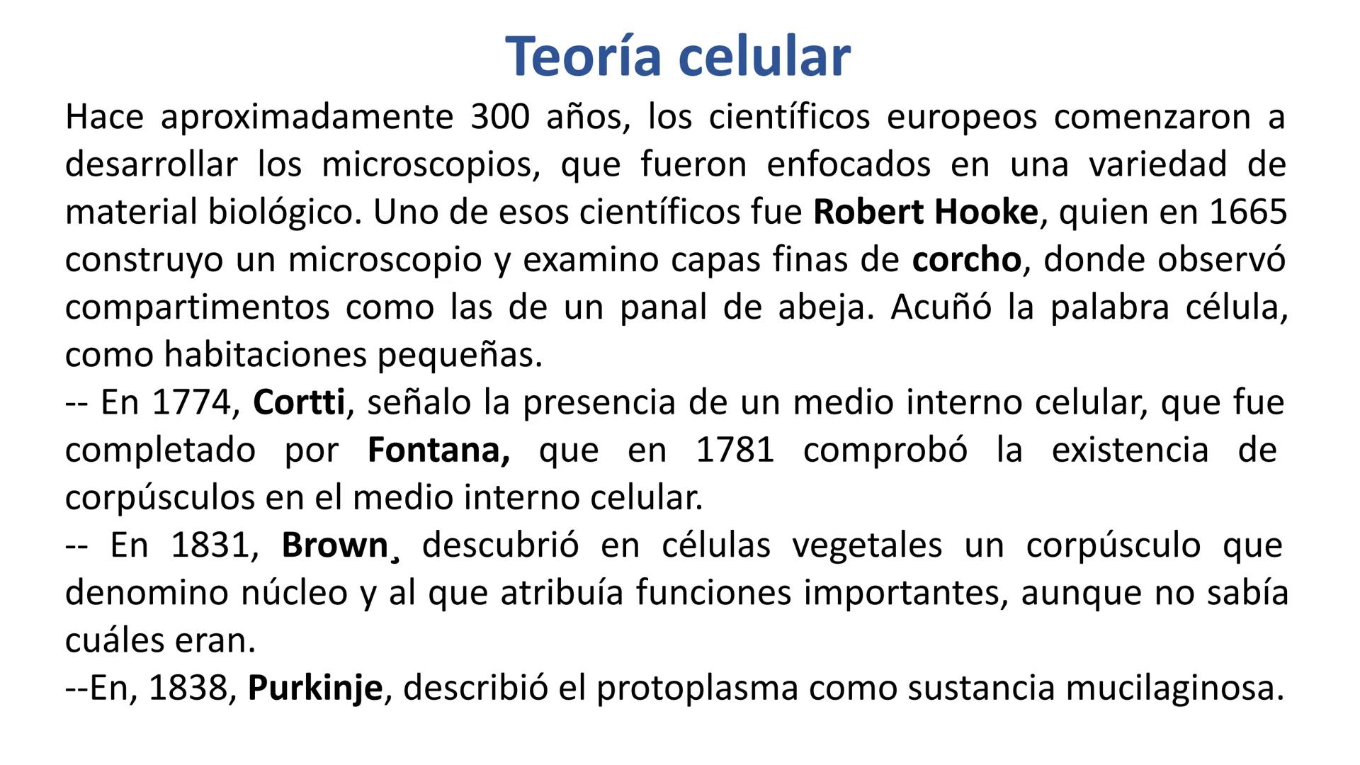 # CITOLOGÍA # Teoría celular
Hace aproximadamente 300 años, los científicos europeos comenzaron a
desarrollar los microscopios, que fueron