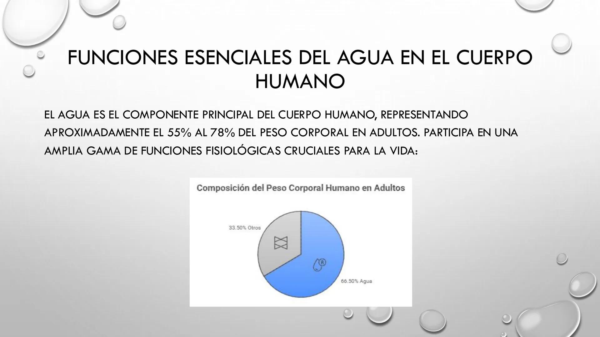 # EL AGUA
MAG. TANIA MOSQUEIRA VILLALBA # EL AGUA
ES UNA MOLÉCULA SIMPLE (H2O) PERO SUMAMENTE IMPORTANTE. SUS PROPIEDADES ÚNICAS
LAS DISTI