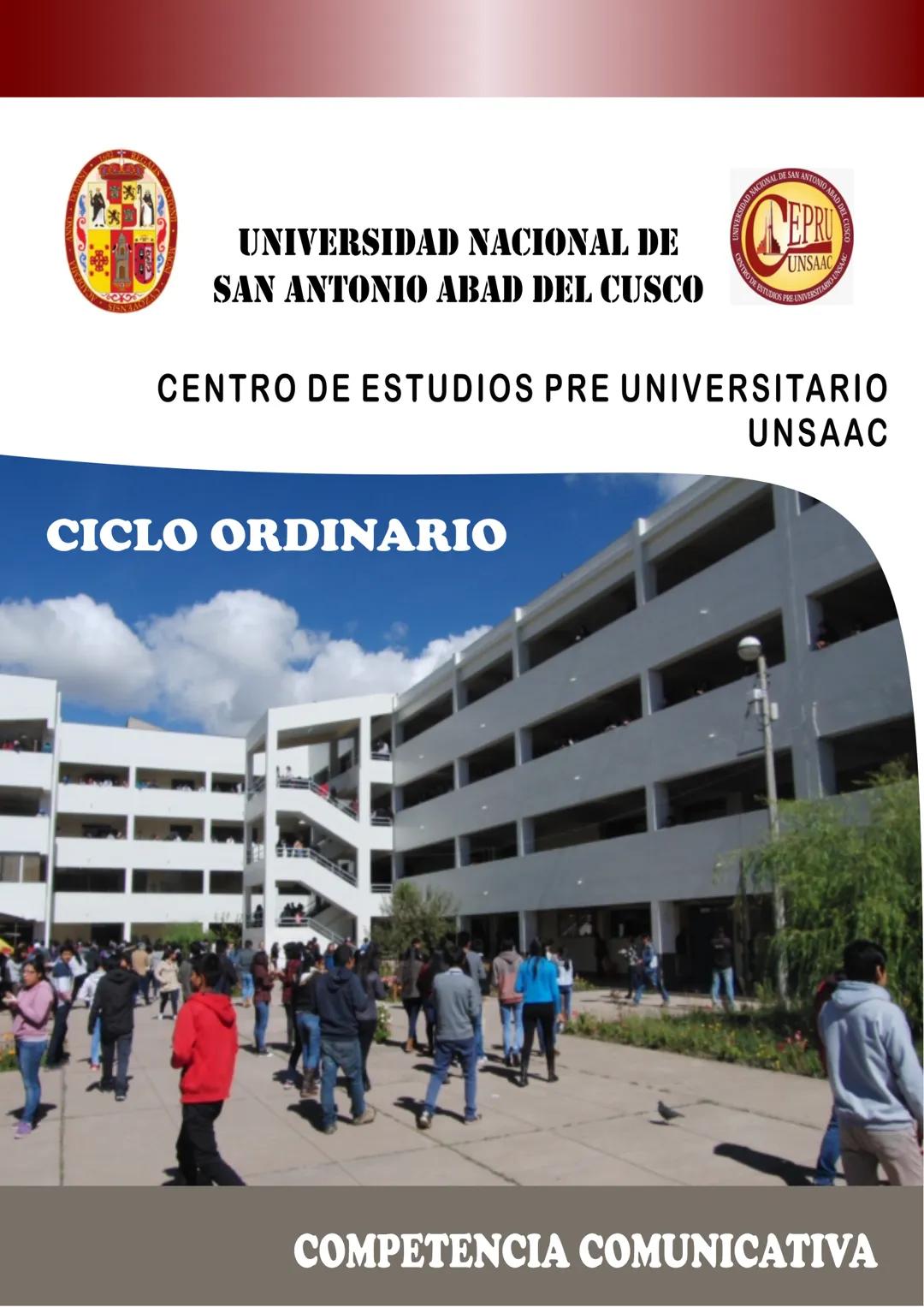 UNIVERSIDAD NACIONAL DE
SAN ANTONIO ABAD DEL CUSCO
NACIONAL DE SAN ANTONIO ARAD
CEPRI
UNSAAC
CENTRO DE ESTUDIOS PRE UNIVERSITARIO
UNSAAC
CIC