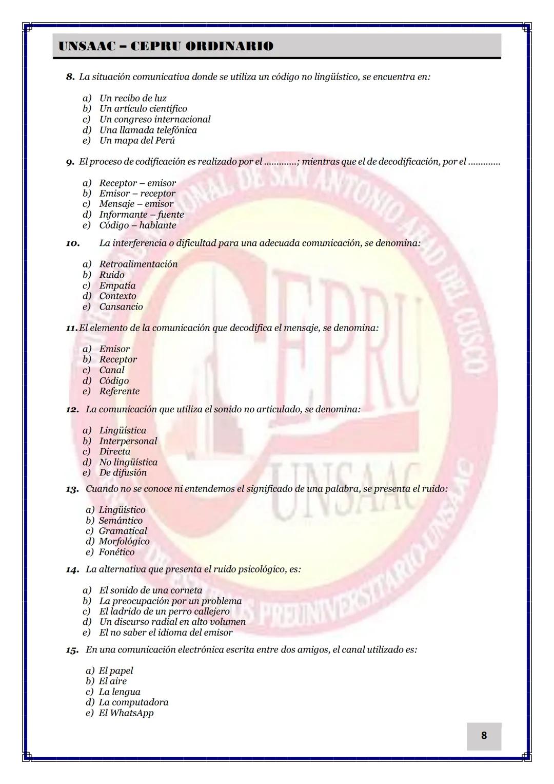 UNIVERSIDAD NACIONAL DE
SAN ANTONIO ABAD DEL CUSCO
NACIONAL DE SAN ANTONIO ARAD
CEPRI
UNSAAC
CENTRO DE ESTUDIOS PRE UNIVERSITARIO
UNSAAC
CIC
