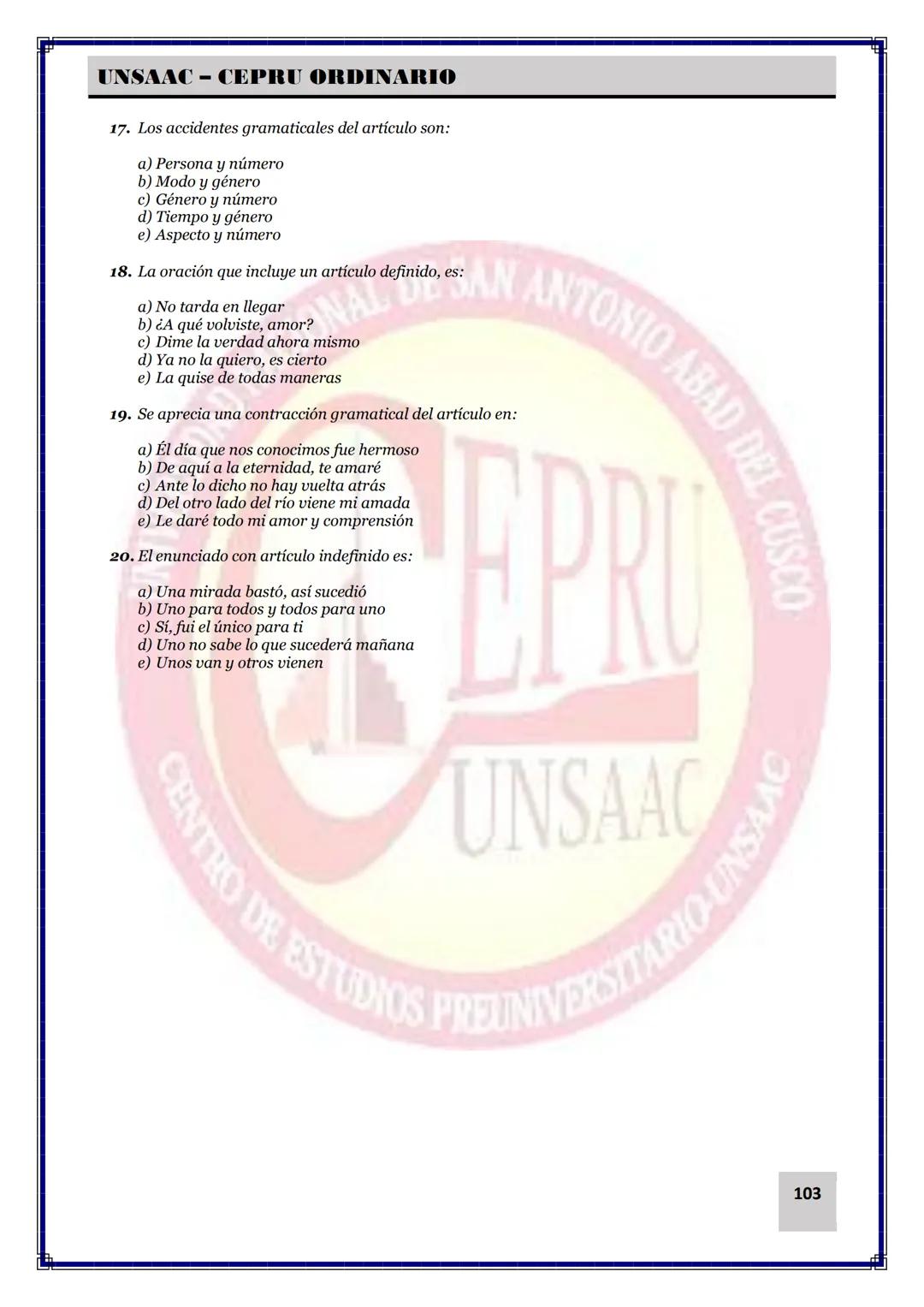 UNIVERSIDAD NACIONAL DE
SAN ANTONIO ABAD DEL CUSCO
NACIONAL DE SAN ANTONIO ARAD
CEPRI
UNSAAC
CENTRO DE ESTUDIOS PRE UNIVERSITARIO
UNSAAC
CIC