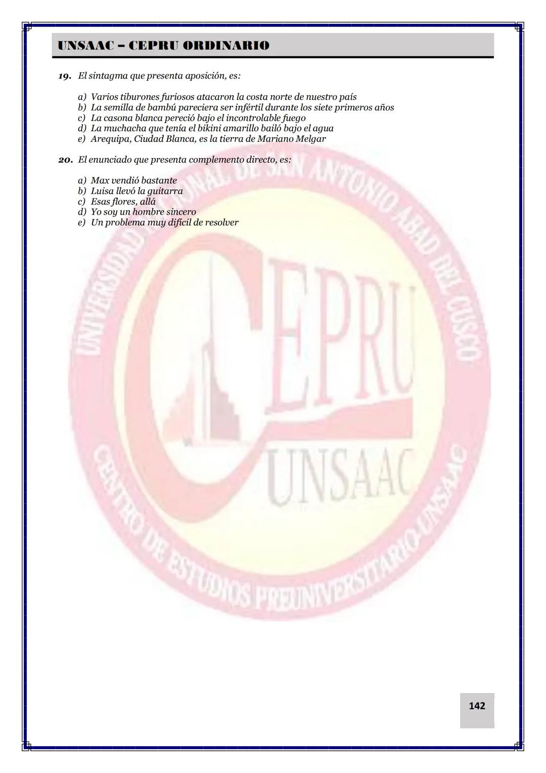 UNIVERSIDAD NACIONAL DE
SAN ANTONIO ABAD DEL CUSCO
NACIONAL DE SAN ANTONIO ARAD
CEPRI
UNSAAC
CENTRO DE ESTUDIOS PRE UNIVERSITARIO
UNSAAC
CIC