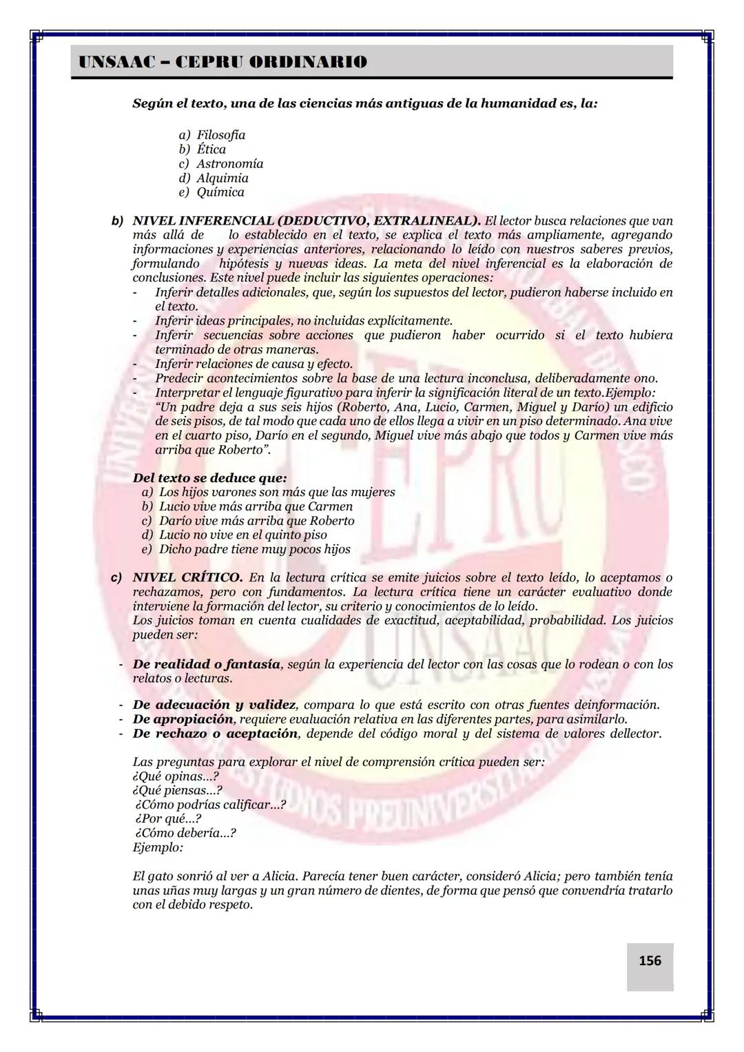 UNIVERSIDAD NACIONAL DE
SAN ANTONIO ABAD DEL CUSCO
NACIONAL DE SAN ANTONIO ARAD
CEPRI
UNSAAC
CENTRO DE ESTUDIOS PRE UNIVERSITARIO
UNSAAC
CIC