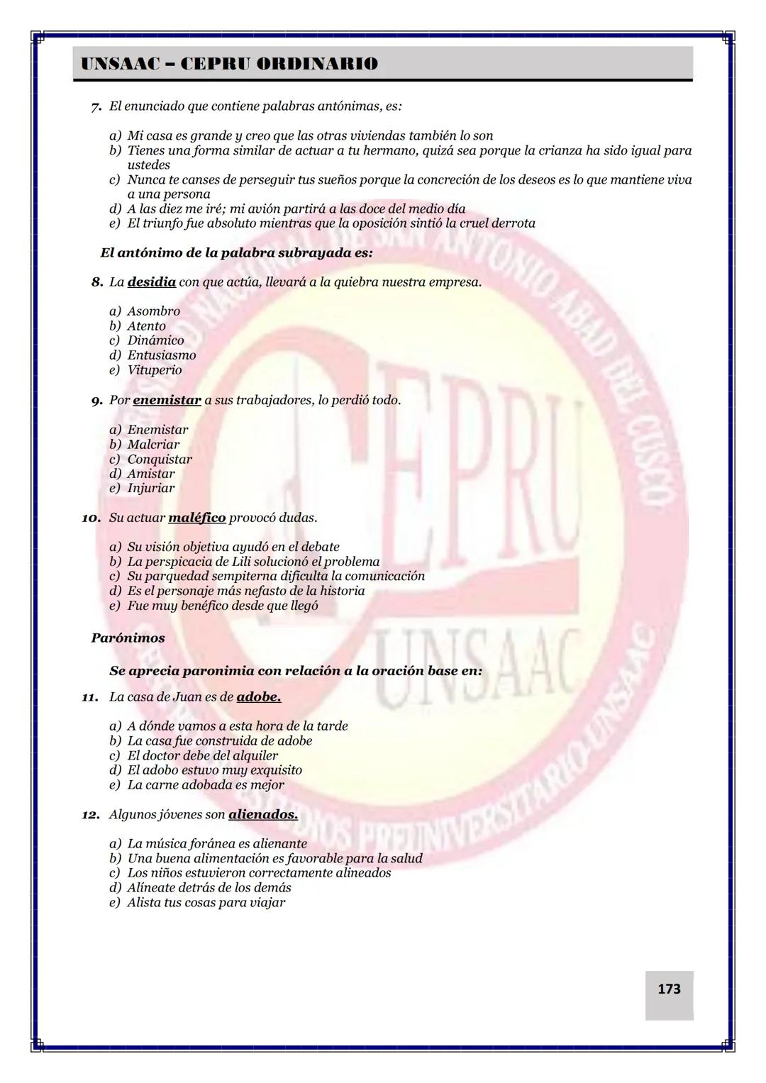UNIVERSIDAD NACIONAL DE
SAN ANTONIO ABAD DEL CUSCO
NACIONAL DE SAN ANTONIO ARAD
CEPRI
UNSAAC
CENTRO DE ESTUDIOS PRE UNIVERSITARIO
UNSAAC
CIC