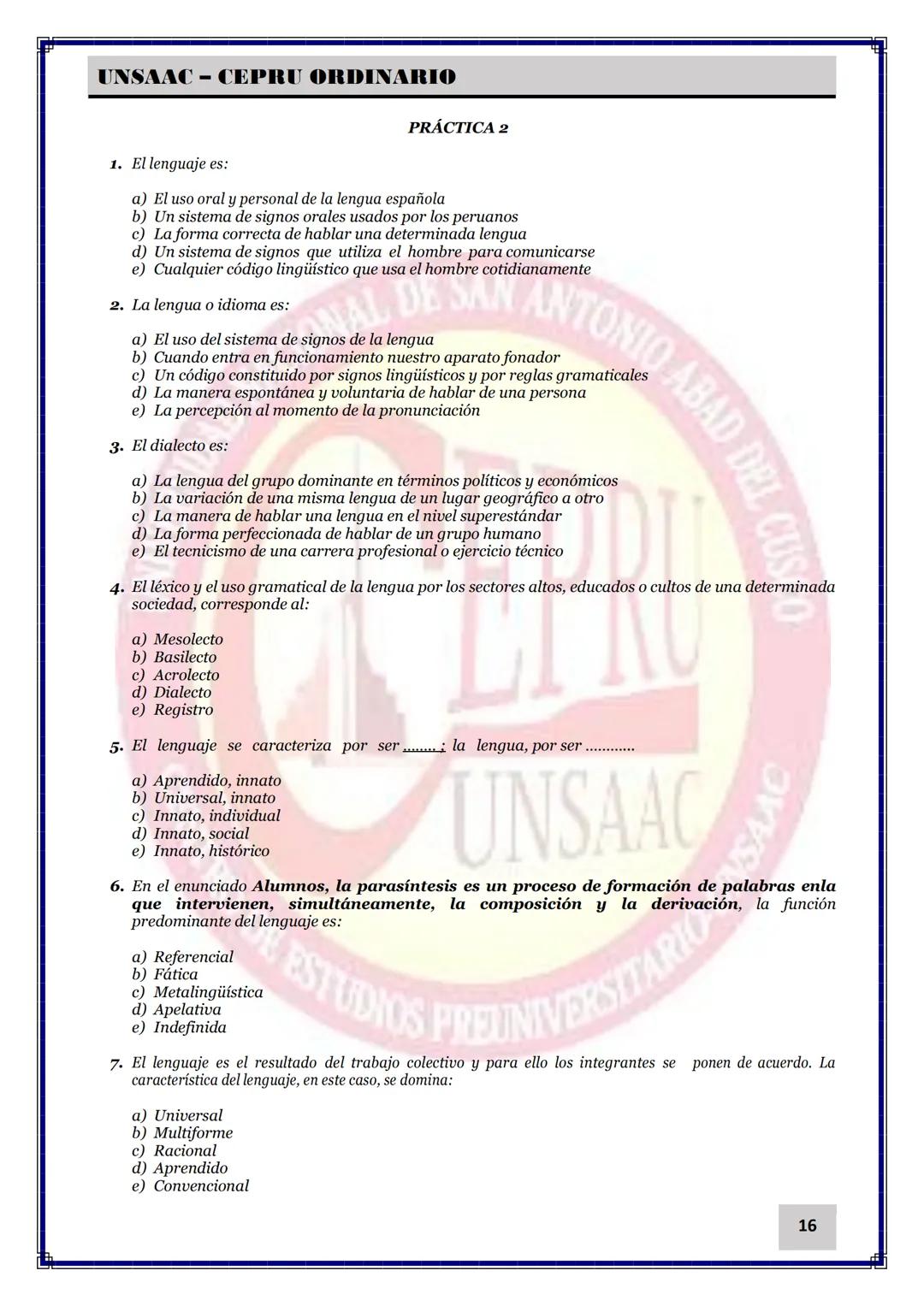 UNIVERSIDAD NACIONAL DE
SAN ANTONIO ABAD DEL CUSCO
NACIONAL DE SAN ANTONIO ARAD
CEPRI
UNSAAC
CENTRO DE ESTUDIOS PRE UNIVERSITARIO
UNSAAC
CIC
