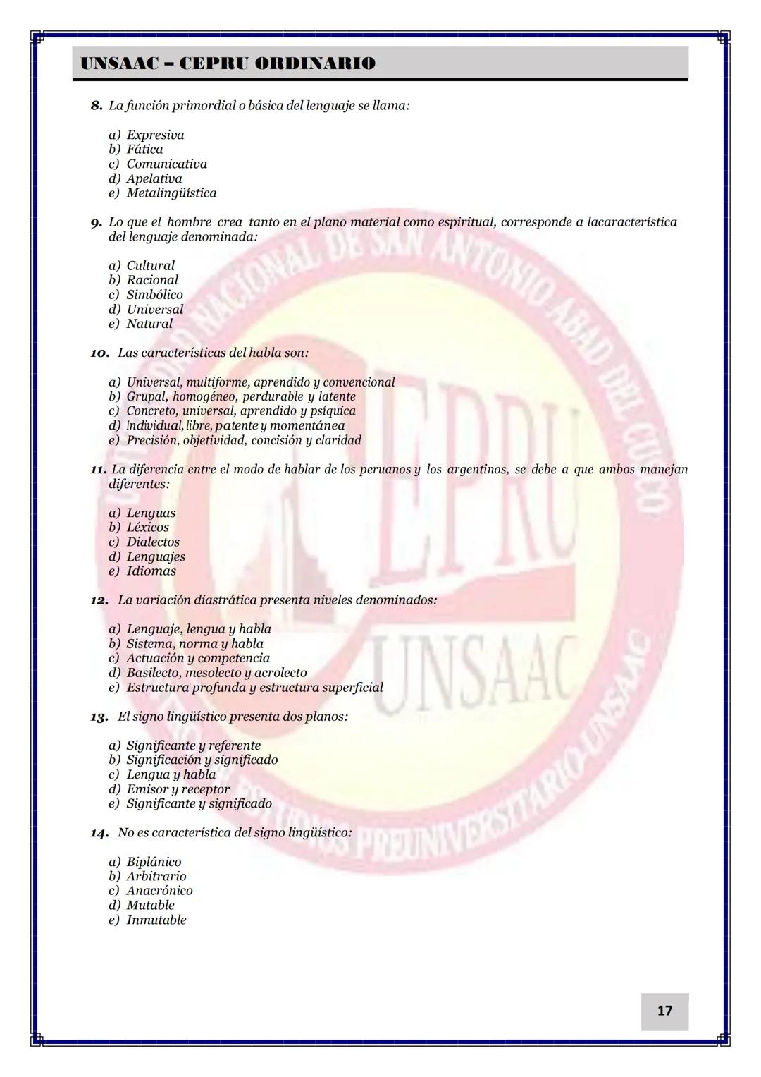 UNIVERSIDAD NACIONAL DE
SAN ANTONIO ABAD DEL CUSCO
NACIONAL DE SAN ANTONIO ARAD
CEPRI
UNSAAC
CENTRO DE ESTUDIOS PRE UNIVERSITARIO
UNSAAC
CIC