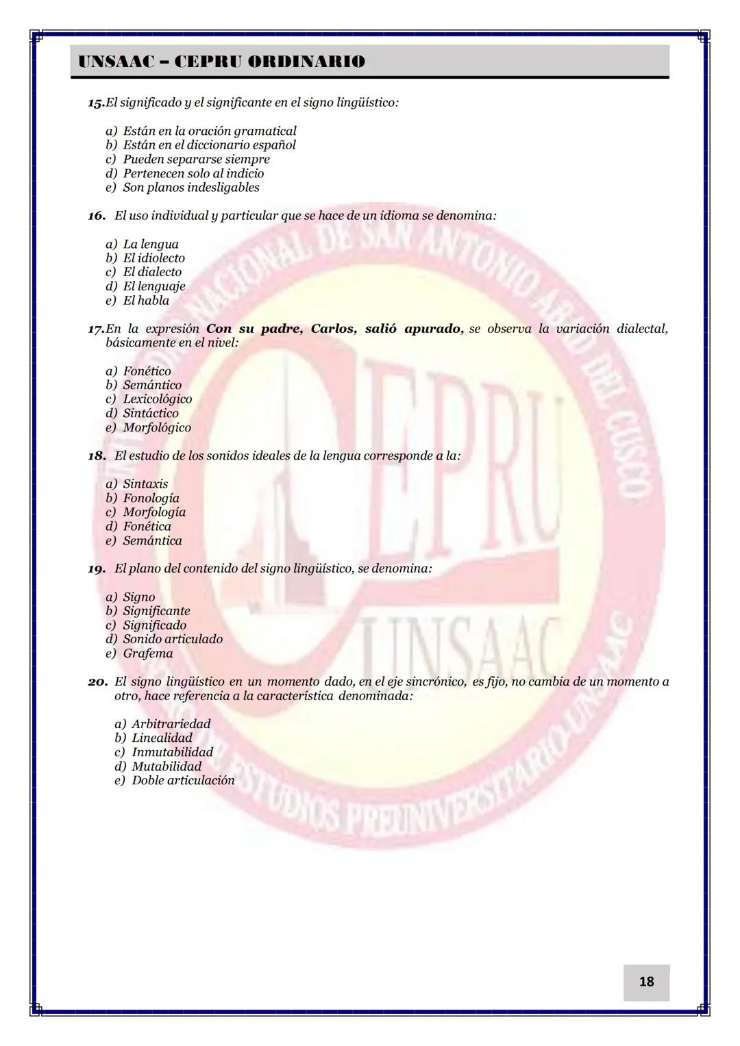 UNIVERSIDAD NACIONAL DE
SAN ANTONIO ABAD DEL CUSCO
NACIONAL DE SAN ANTONIO ARAD
CEPRI
UNSAAC
CENTRO DE ESTUDIOS PRE UNIVERSITARIO
UNSAAC
CIC