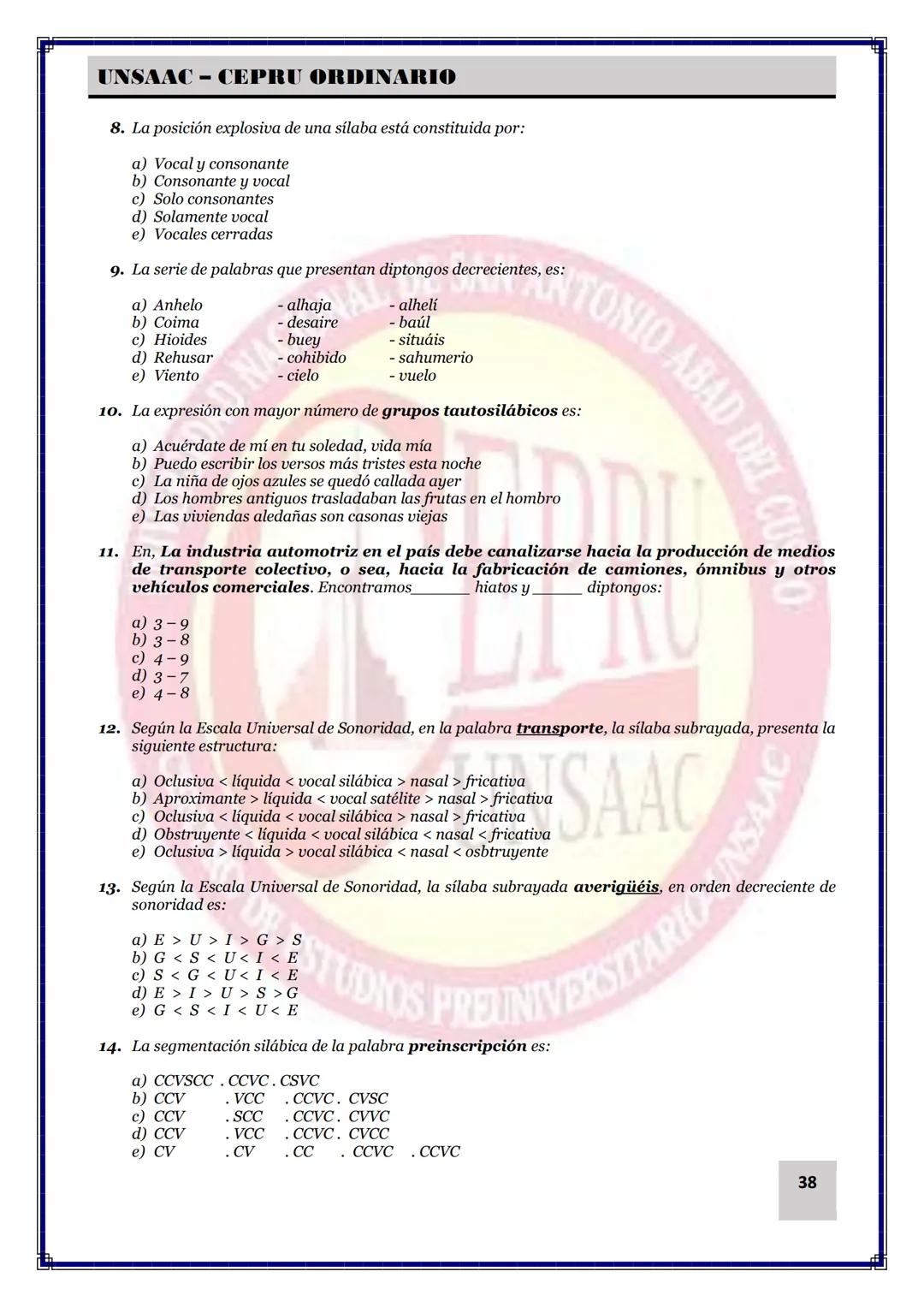 UNIVERSIDAD NACIONAL DE
SAN ANTONIO ABAD DEL CUSCO
NACIONAL DE SAN ANTONIO ARAD
CEPRI
UNSAAC
CENTRO DE ESTUDIOS PRE UNIVERSITARIO
UNSAAC
CIC