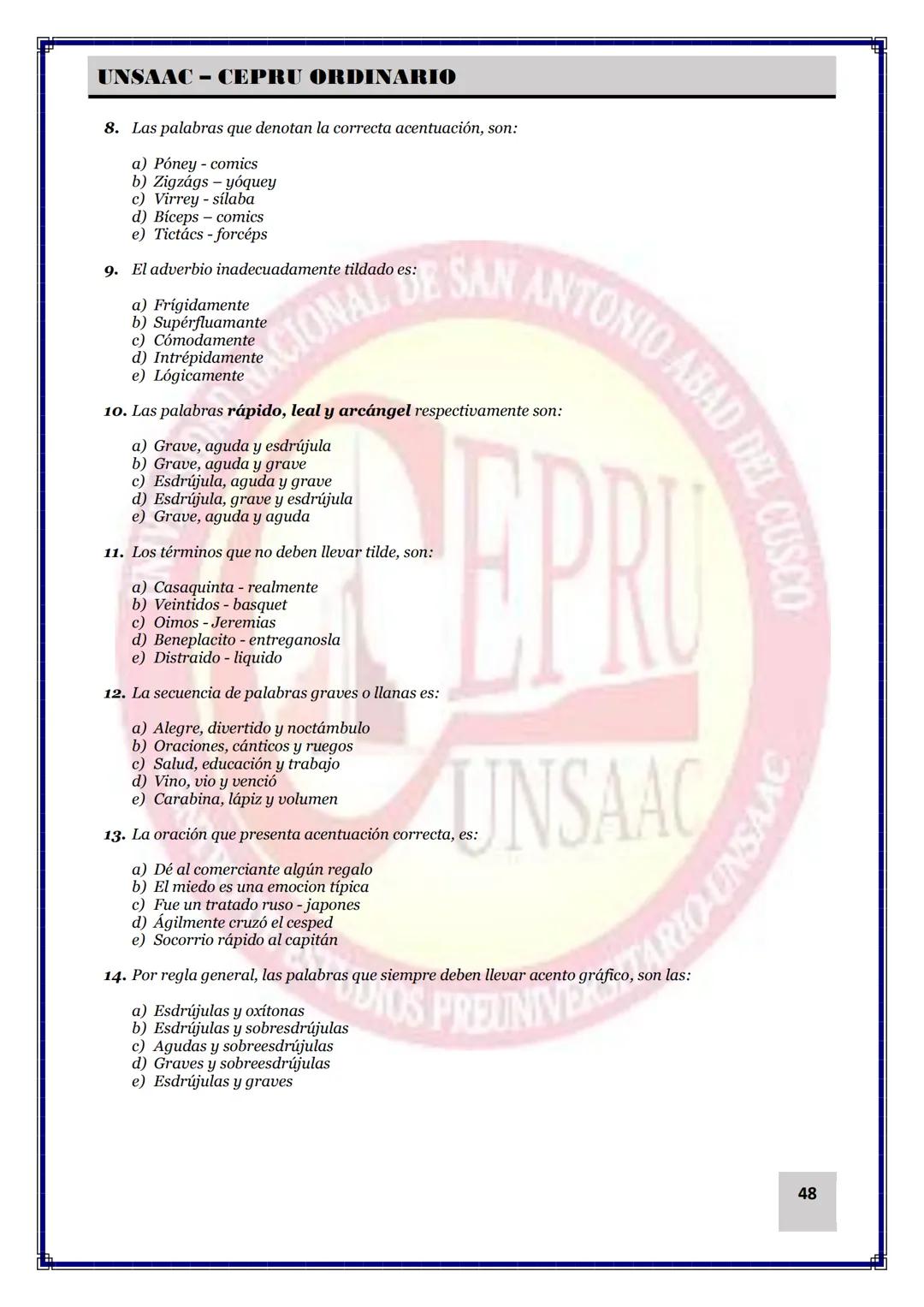UNIVERSIDAD NACIONAL DE
SAN ANTONIO ABAD DEL CUSCO
NACIONAL DE SAN ANTONIO ARAD
CEPRI
UNSAAC
CENTRO DE ESTUDIOS PRE UNIVERSITARIO
UNSAAC
CIC