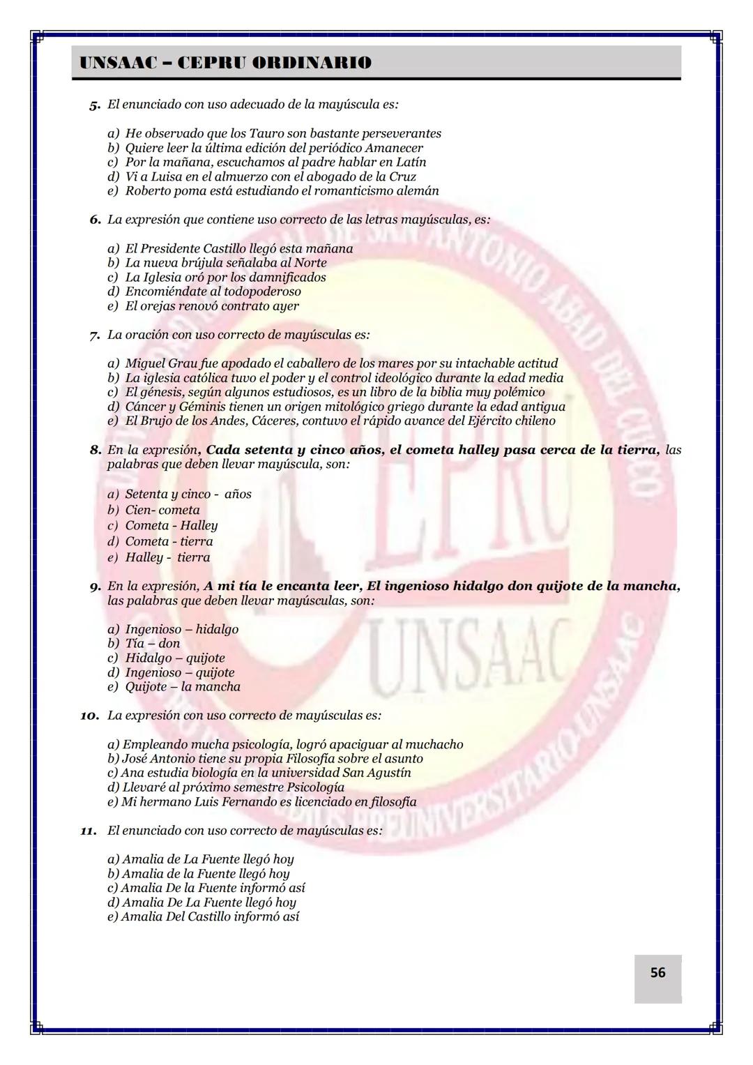 UNIVERSIDAD NACIONAL DE
SAN ANTONIO ABAD DEL CUSCO
NACIONAL DE SAN ANTONIO ARAD
CEPRI
UNSAAC
CENTRO DE ESTUDIOS PRE UNIVERSITARIO
UNSAAC
CIC