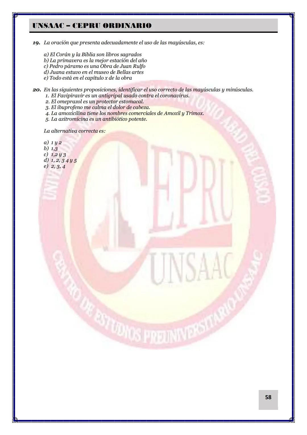 UNIVERSIDAD NACIONAL DE
SAN ANTONIO ABAD DEL CUSCO
NACIONAL DE SAN ANTONIO ARAD
CEPRI
UNSAAC
CENTRO DE ESTUDIOS PRE UNIVERSITARIO
UNSAAC
CIC