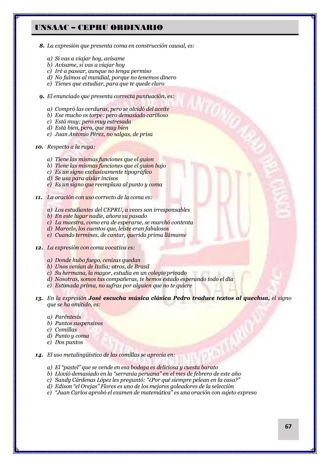 UNIVERSIDAD NACIONAL DE
SAN ANTONIO ABAD DEL CUSCO
NACIONAL DE SAN ANTONIO ARAD
CEPRI
UNSAAC
CENTRO DE ESTUDIOS PRE UNIVERSITARIO
UNSAAC
CIC