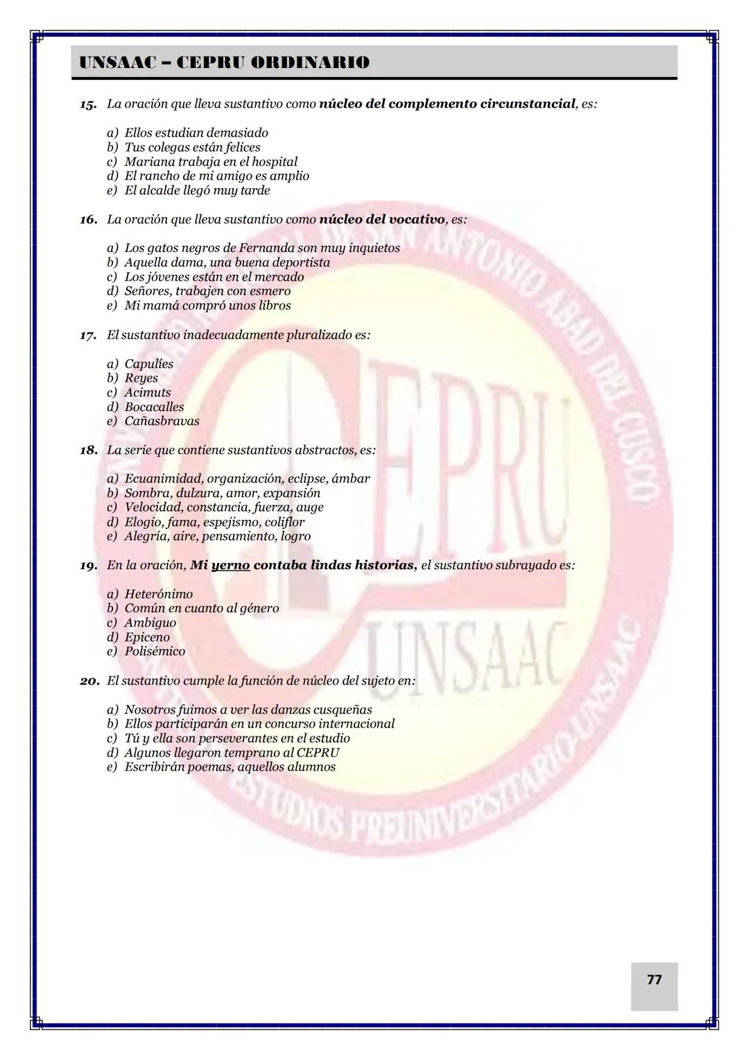 UNIVERSIDAD NACIONAL DE
SAN ANTONIO ABAD DEL CUSCO
NACIONAL DE SAN ANTONIO ARAD
CEPRI
UNSAAC
CENTRO DE ESTUDIOS PRE UNIVERSITARIO
UNSAAC
CIC