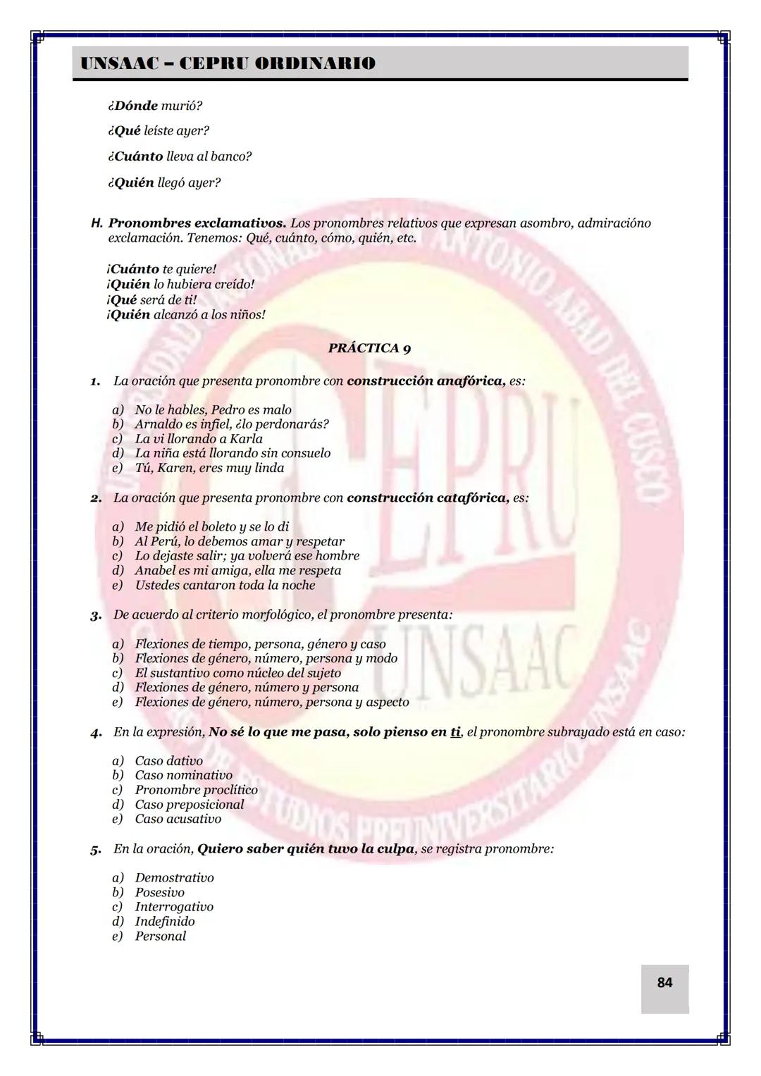 UNIVERSIDAD NACIONAL DE
SAN ANTONIO ABAD DEL CUSCO
NACIONAL DE SAN ANTONIO ARAD
CEPRI
UNSAAC
CENTRO DE ESTUDIOS PRE UNIVERSITARIO
UNSAAC
CIC