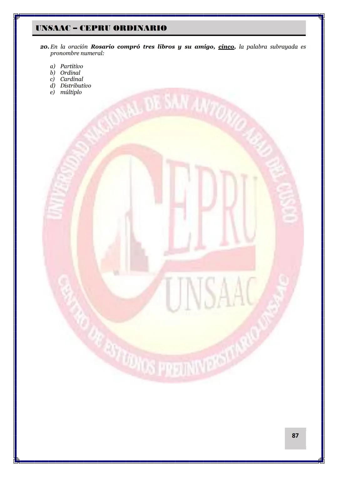 UNIVERSIDAD NACIONAL DE
SAN ANTONIO ABAD DEL CUSCO
NACIONAL DE SAN ANTONIO ARAD
CEPRI
UNSAAC
CENTRO DE ESTUDIOS PRE UNIVERSITARIO
UNSAAC
CIC