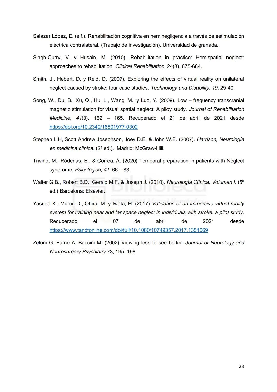 MH
UNIVERSITAS
Miguel Hernández
Grado en Psicología
Trabajo de Fin de Grado
Curso 2020/2021
Convocatoria Junio
Biblioteca
Modalidad: