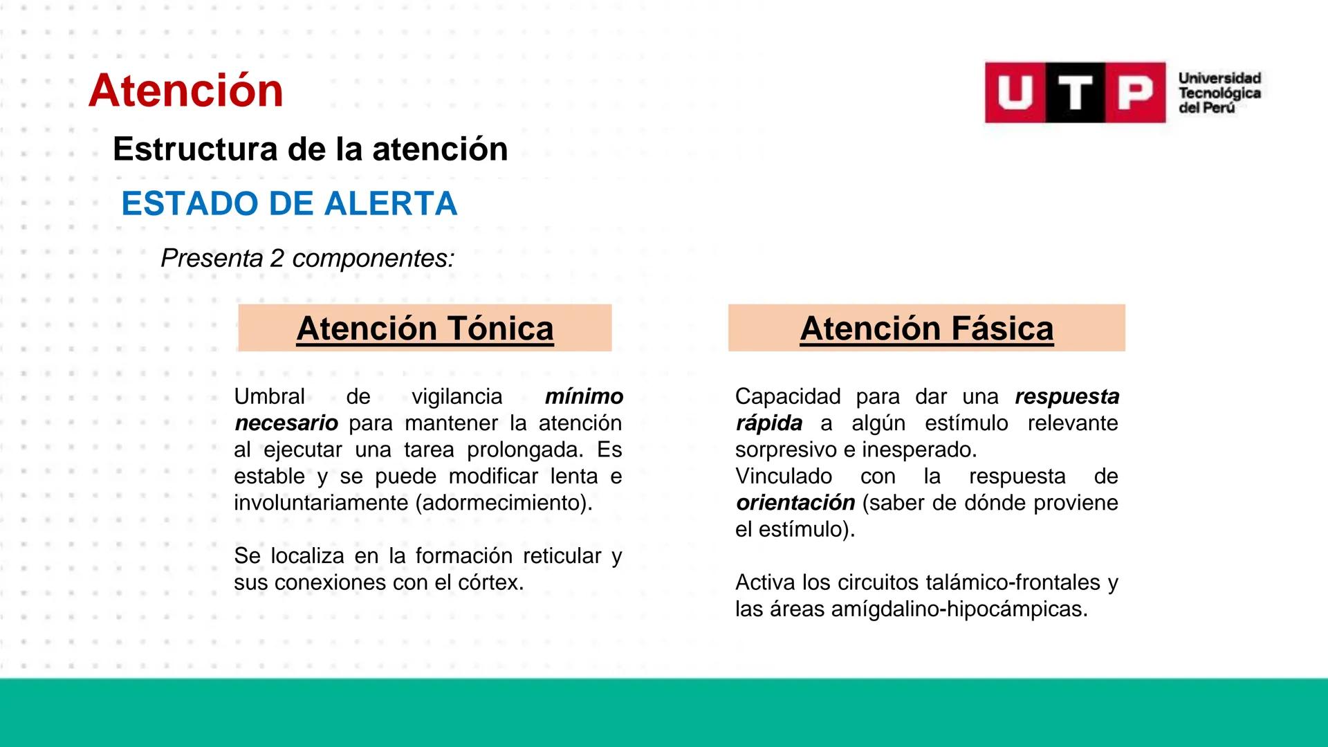 # Bases biológicas del
comportamiento
Sesión 13: Atención y conciencia
Universidad
UTP Tecnológica
del Perú Recordemos
Universidad
UTP Te