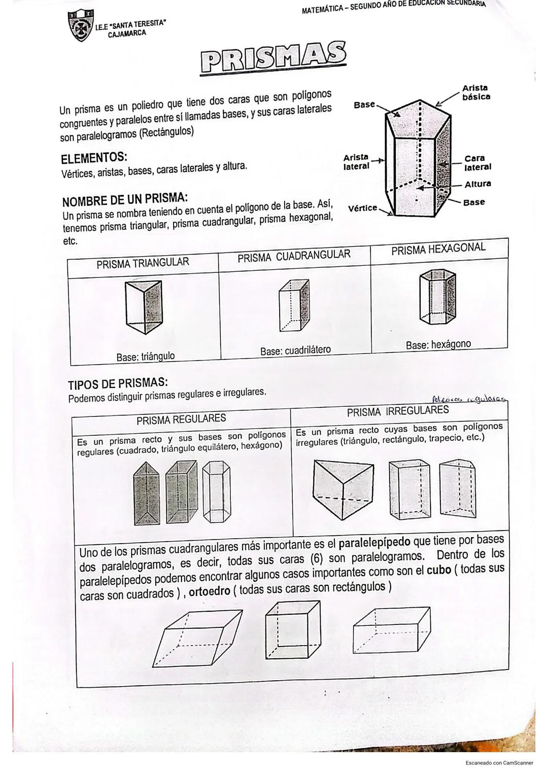 LELE "SANTA TERESITA"
CAJAMARCA
MATEMÁTICA - SEGUNDO AÑO DE EDUCACION SECUNDARIA
"ÁREAS Y VOLUMENES DE SÓLIDOS GEOMÉTRICOS"
| COMPETENCIA