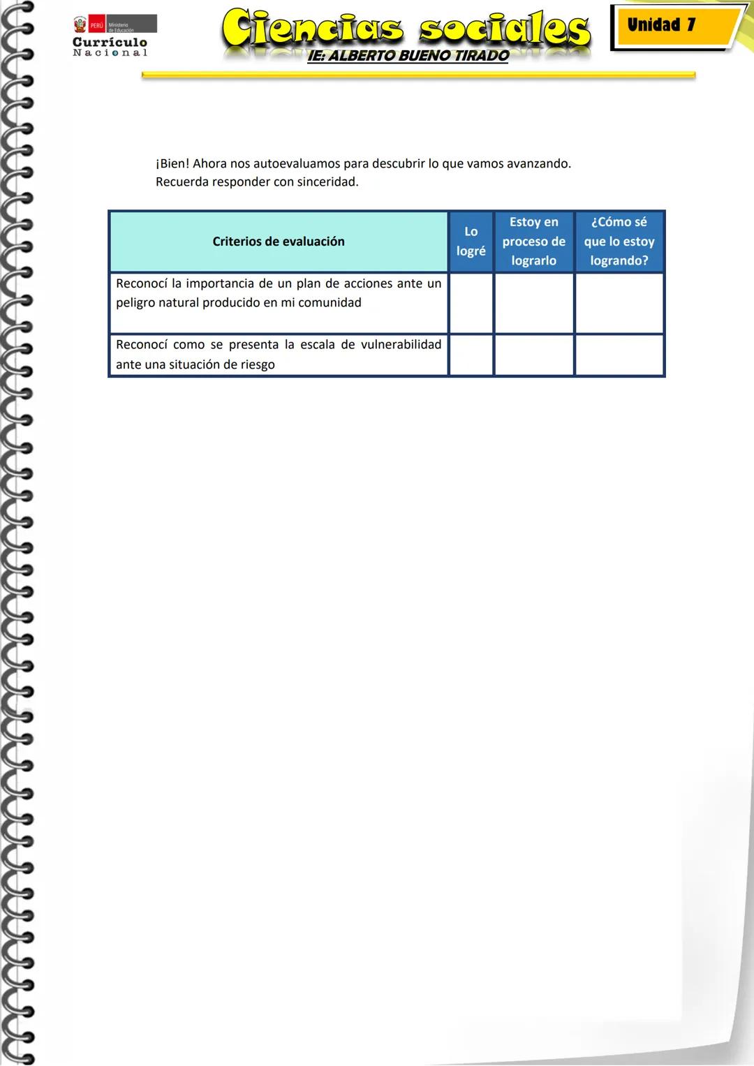 # Currículo
Nacional
# UNIDAD 7
# Ciencias sociales
IE: ALBERTO BUENO TIRADO
Comprendo los riesgos naturales más
característicos que gene