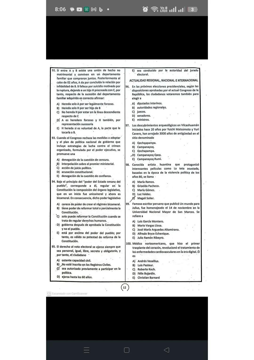 # RAZONAMIENTO VERBAL
1. En una campaña de vacunación, que se realizó en
el colegio "Mariscal Cáceres" hubo un incidente.
Uno de los estudi