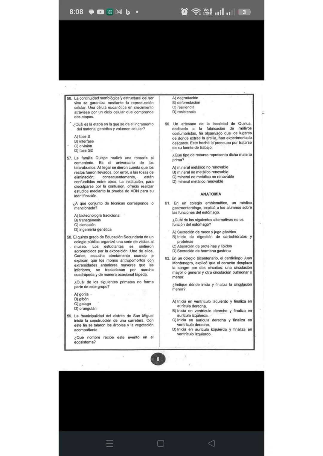 # RAZONAMIENTO VERBAL
1. En una campaña de vacunación, que se realizó en
el colegio "Mariscal Cáceres" hubo un incidente.
Uno de los estudi