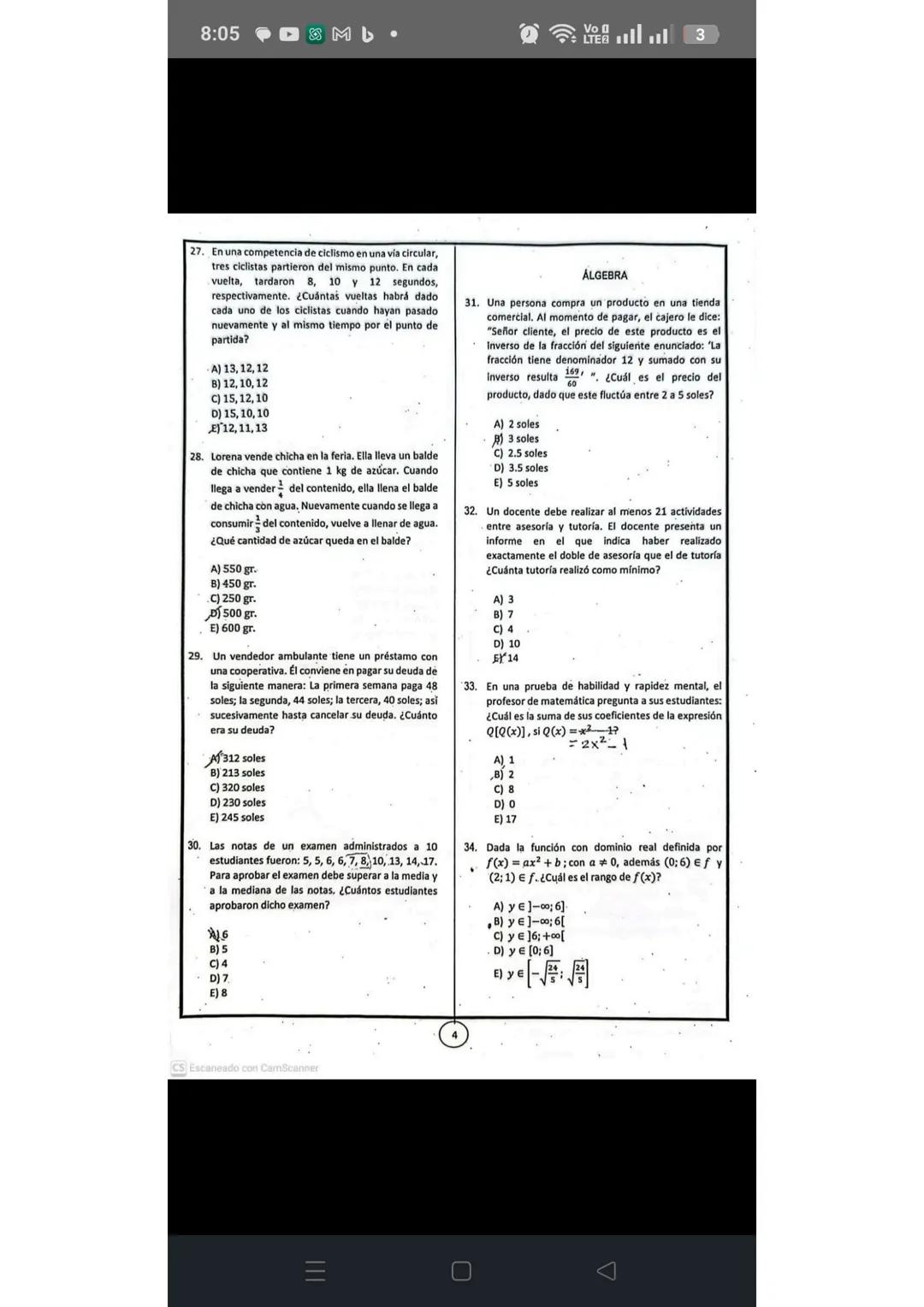 # RAZONAMIENTO VERBAL
1. En una campaña de vacunación, que se realizó en
el colegio "Mariscal Cáceres" hubo un incidente.
Uno de los estudi
