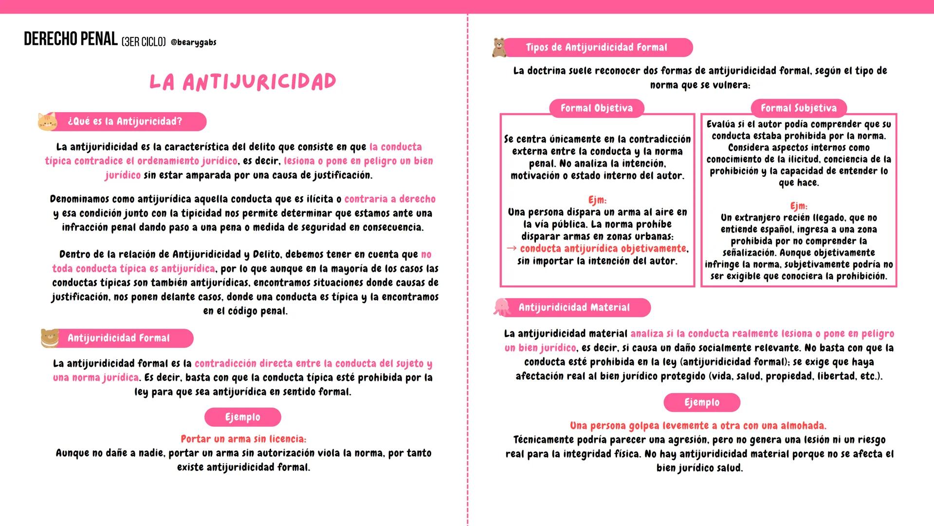 # DERECHO PENAL (3ER CICLO) @bearygabs
# LA ANTIJURICIDAD
## ¿Qué es la Antijuricidad?
La antijuridicidad es la característica del delito