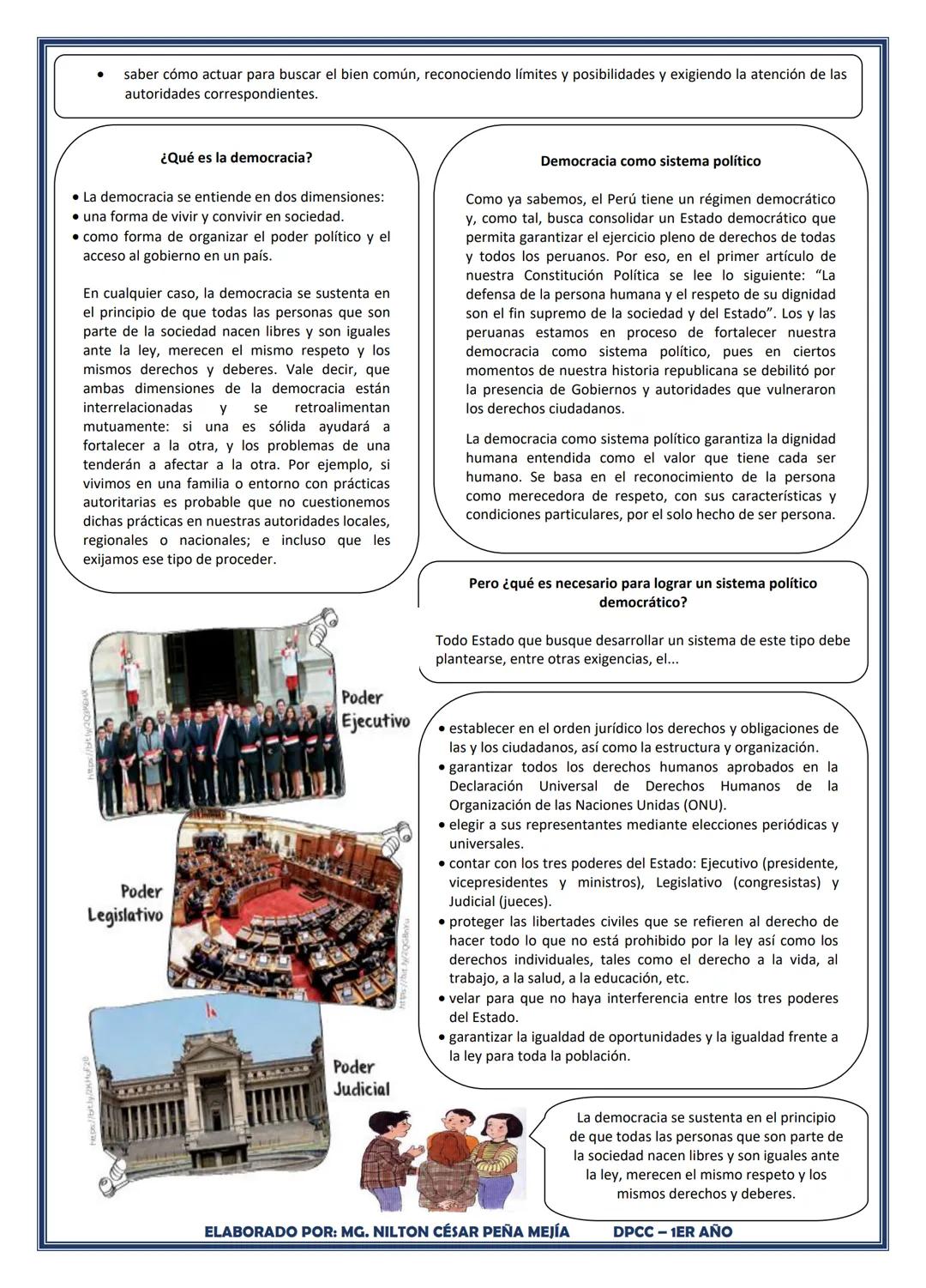 # ÁREA: DESARROLLO PERSONAL CIUDADANÍA Y CÍVICA
# IV BIMESTRE ACADÉMICO
# TEMA: EL GOBIERNO
Profesor (a):
NILTON CÉSAR PEÑA MEJÍA
Estud