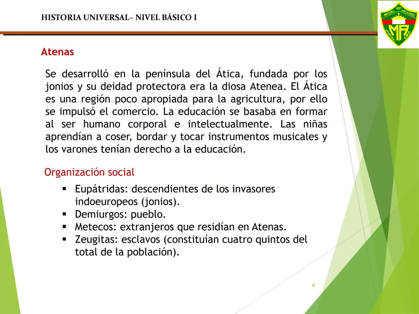 MIGUEL IEP ARCANGEL
VALDIVIEZO S.M.P.
ÁREA: CIENCIAS SOCIALES
NIVEL:
BÁSICO I
MATERIA:
HISTORIA UNIVERSAL
DOCENTE:
Mag. MOSQUEIRA CUE