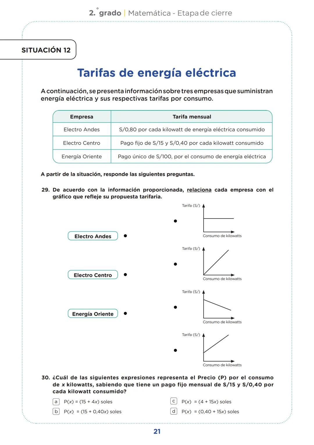 SECUNDARIA
2.º grado
Evaluación diagnóstica
Etapa de cierre
Matemática
Institución educativa:
Nombre(s) y apellidos:
Sección:
Nº de or