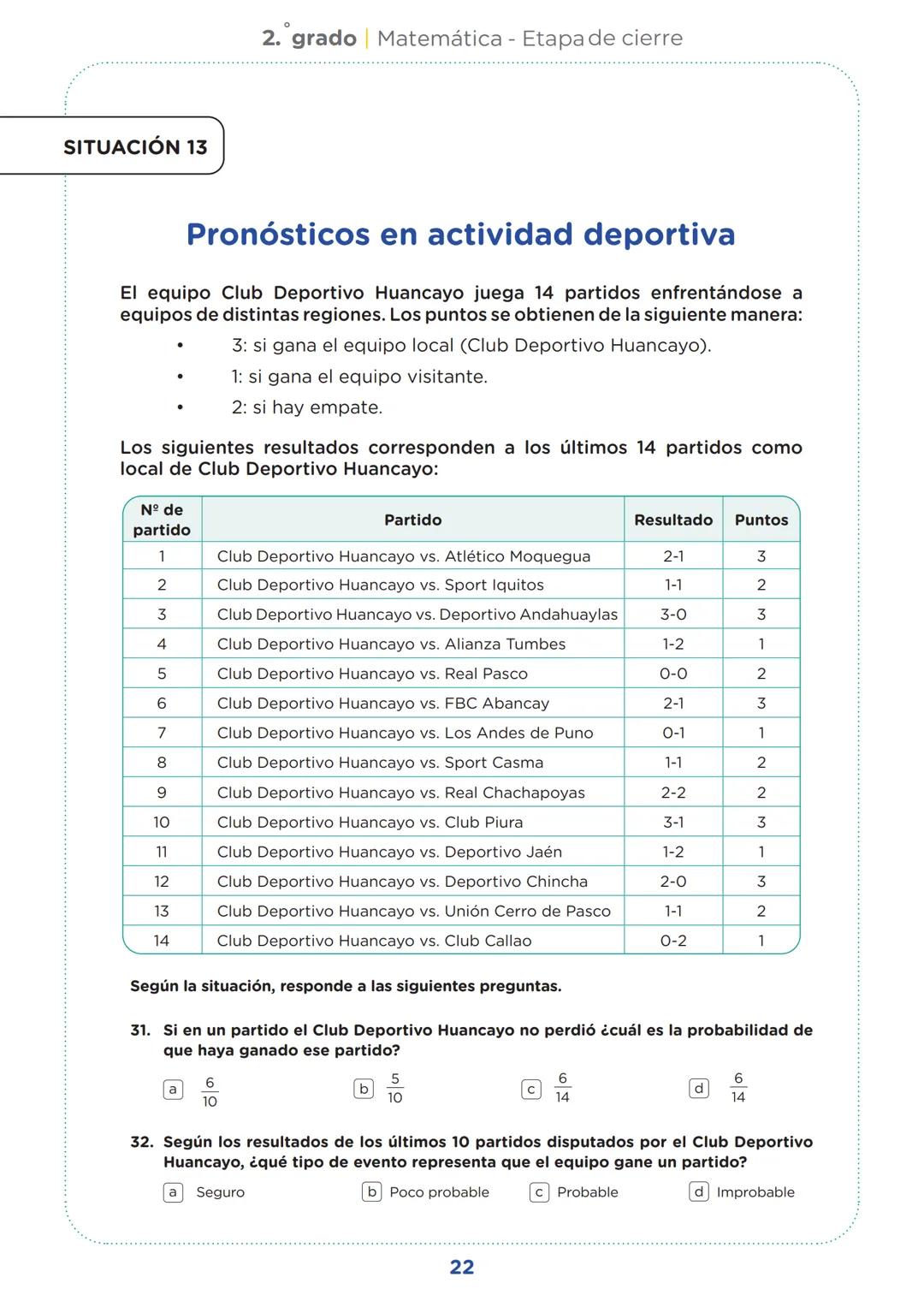 SECUNDARIA
2.º grado
Evaluación diagnóstica
Etapa de cierre
Matemática
Institución educativa:
Nombre(s) y apellidos:
Sección:
Nº de or