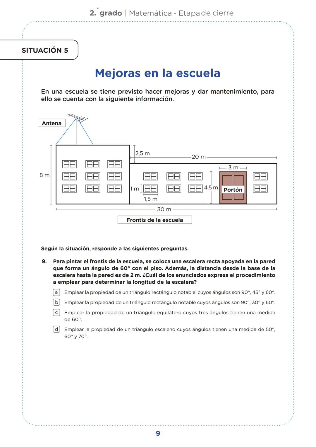 SECUNDARIA
2.º grado
Evaluación diagnóstica
Etapa de cierre
Matemática
Institución educativa:
Nombre(s) y apellidos:
Sección:
Nº de or