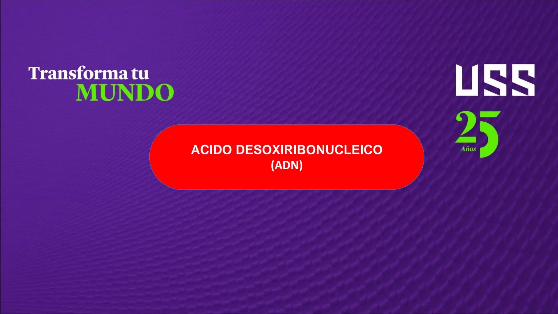 Transforma tu
MUNDO
SEMANA N° 10: GENES Y GENOMA
BIOLOGIA CELULAR Y MOLECULAR – PRÁCTICA
-
Docente: Mg Omar Dávila Campos
USS
25
Años # T