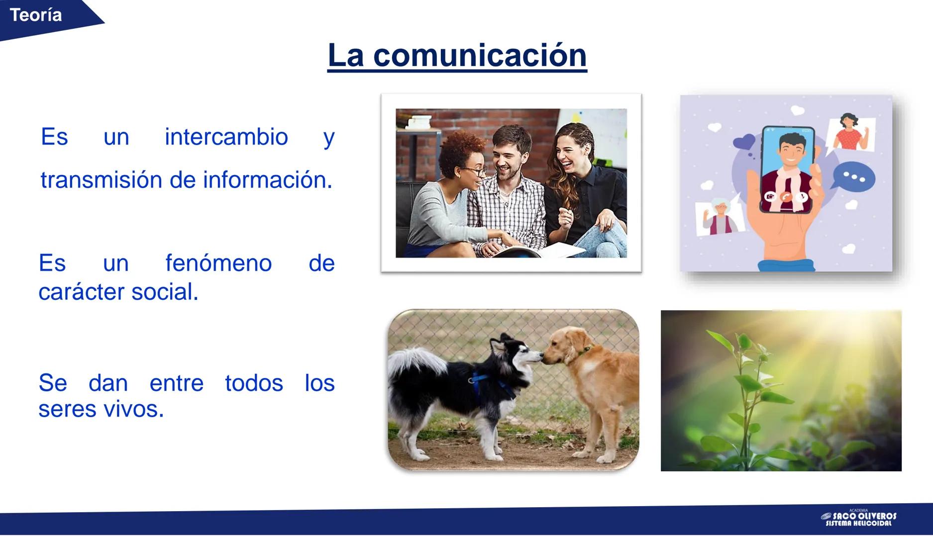 # CAPÍTULO 1
# Lenguaje
# San Marcos
VERANO
La comunicación: elementos y tipos
ACADEMIA
SACO
OLIVEROS
SISTEMA HELICOIDAL Teoría
# La co