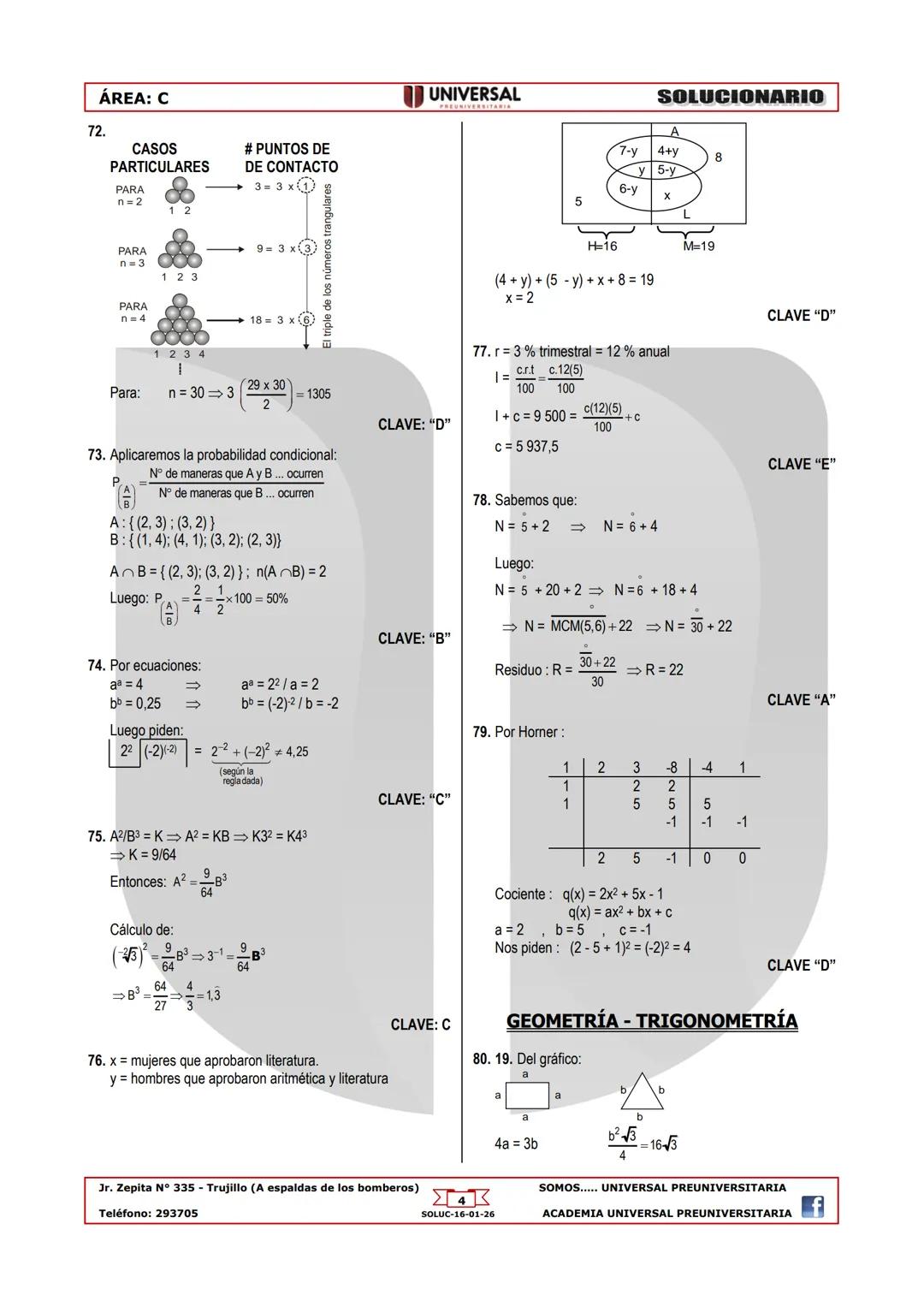 # Solucionario H
UNIVERSAL Examen de Admisión
PREUNIVERSITARIA
Fecha: 16/01/26
C
## DESARROLLO PERSONAL
01. Psicología Funcional o funciona