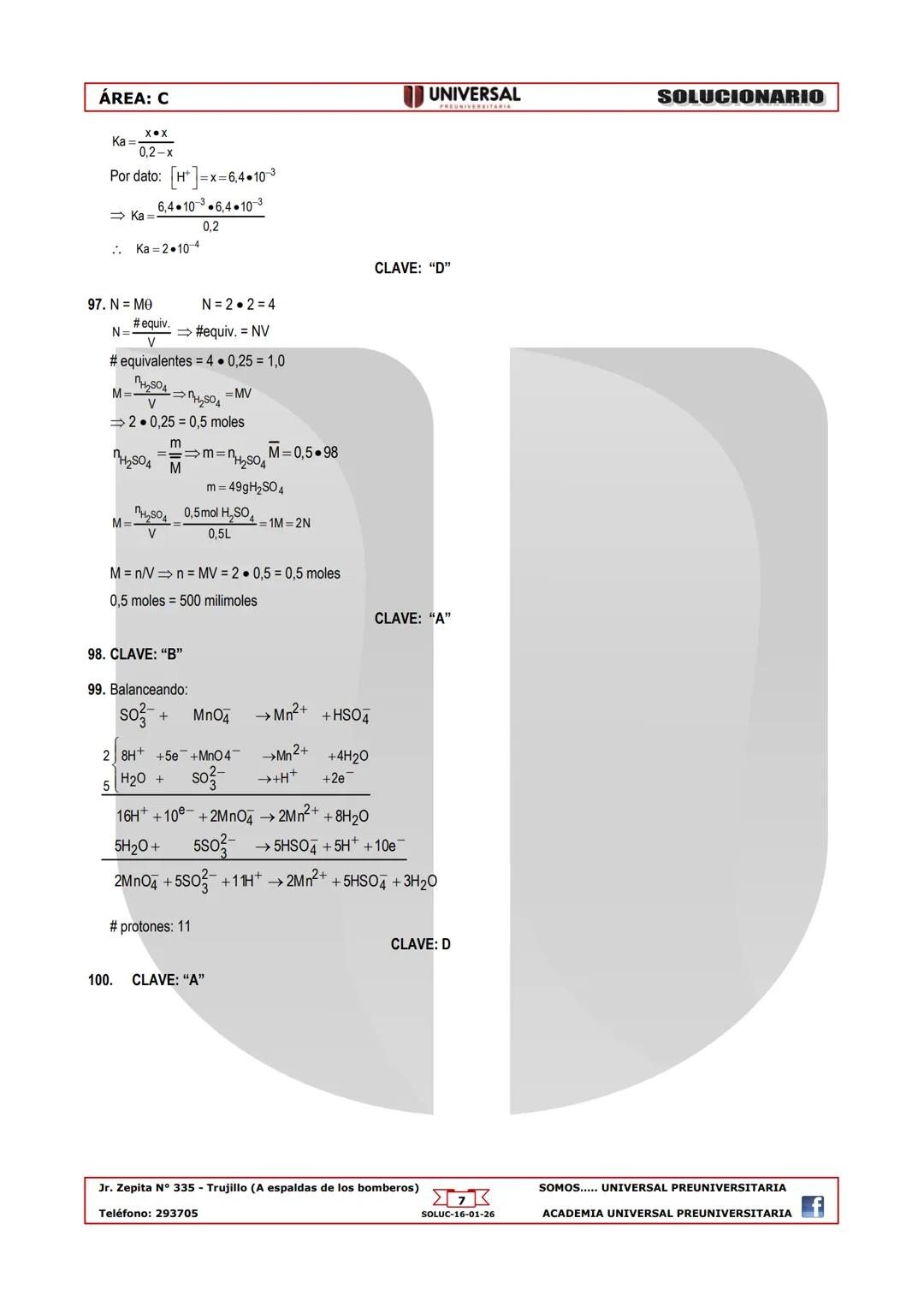 # Solucionario H
UNIVERSAL Examen de Admisión
PREUNIVERSITARIA
Fecha: 16/01/26
C
## DESARROLLO PERSONAL
01. Psicología Funcional o funciona