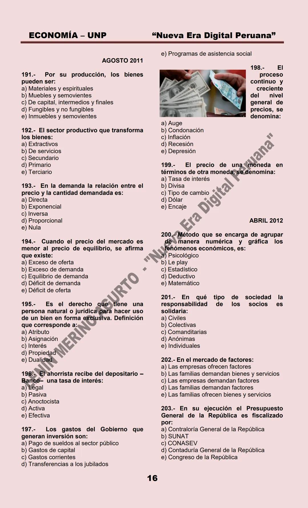 # ECONOMÍA – UNP
ECONOMIA
MARZO 1999
1.- La Microeconomía estudia:
a) La política económica
b) La política fiscal
c) La política monetari