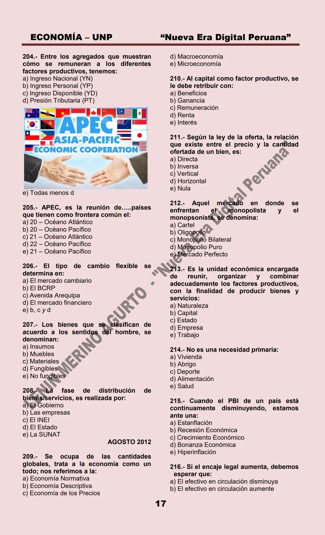 # ECONOMÍA – UNP
ECONOMIA
MARZO 1999
1.- La Microeconomía estudia:
a) La política económica
b) La política fiscal
c) La política monetari