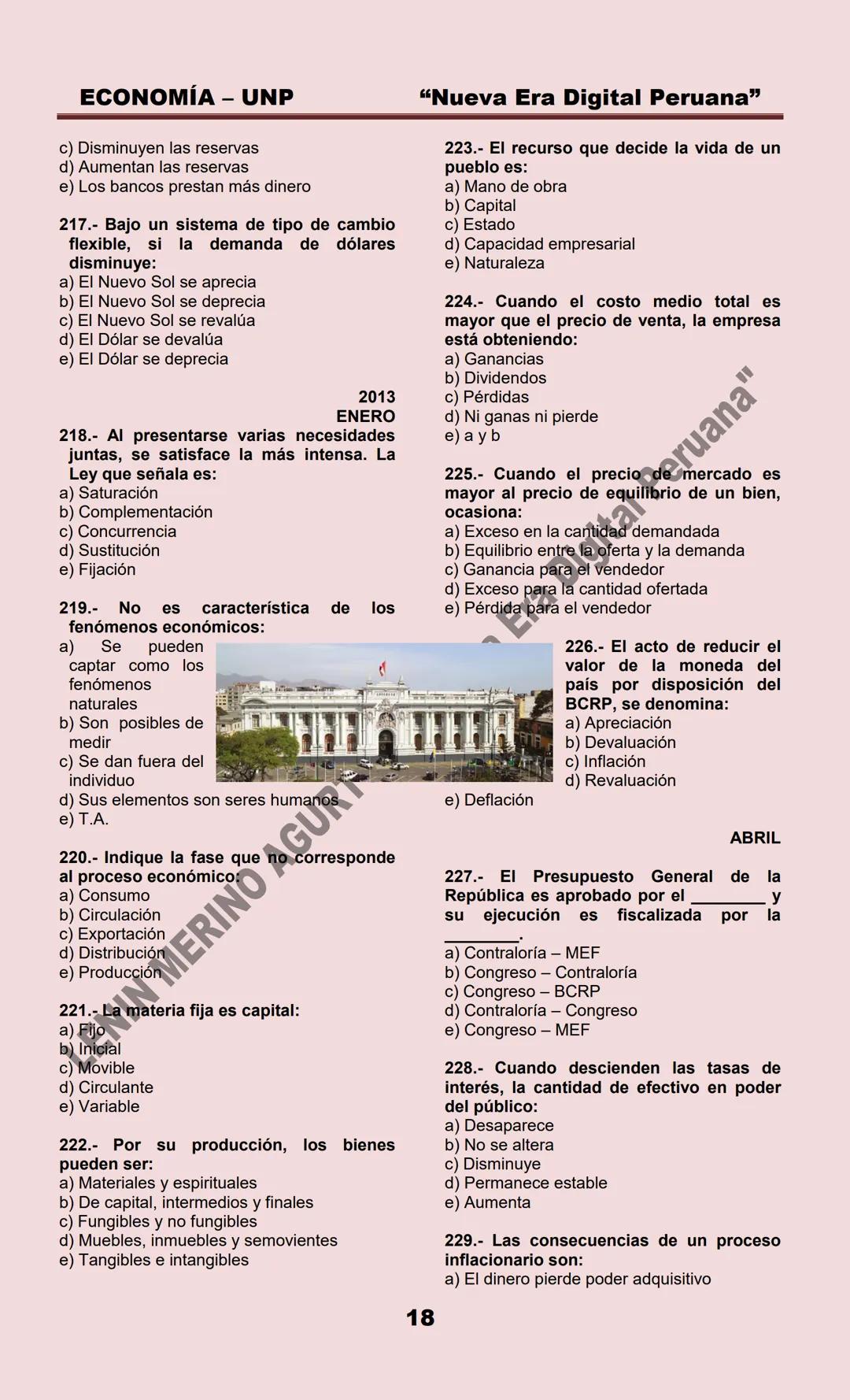 # ECONOMÍA – UNP
ECONOMIA
MARZO 1999
1.- La Microeconomía estudia:
a) La política económica
b) La política fiscal
c) La política monetari
