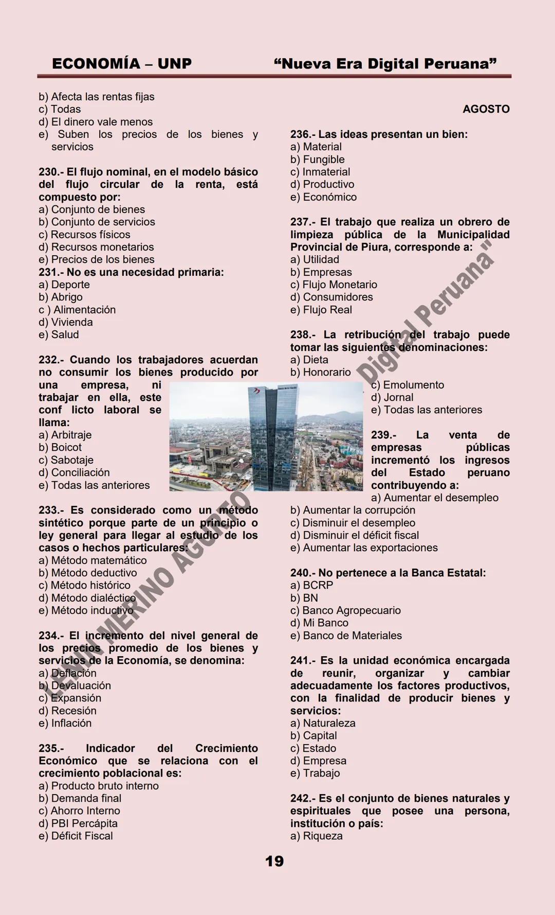 # ECONOMÍA – UNP
ECONOMIA
MARZO 1999
1.- La Microeconomía estudia:
a) La política económica
b) La política fiscal
c) La política monetari